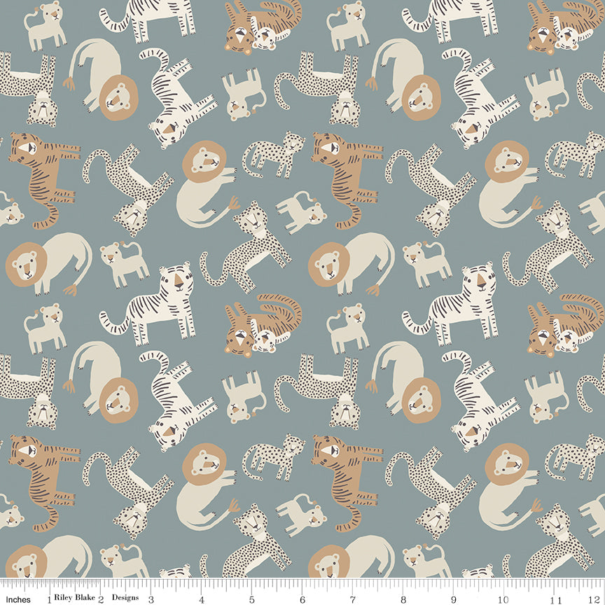 Leo & Savannah by Riley Blake - Animal Toss Blue