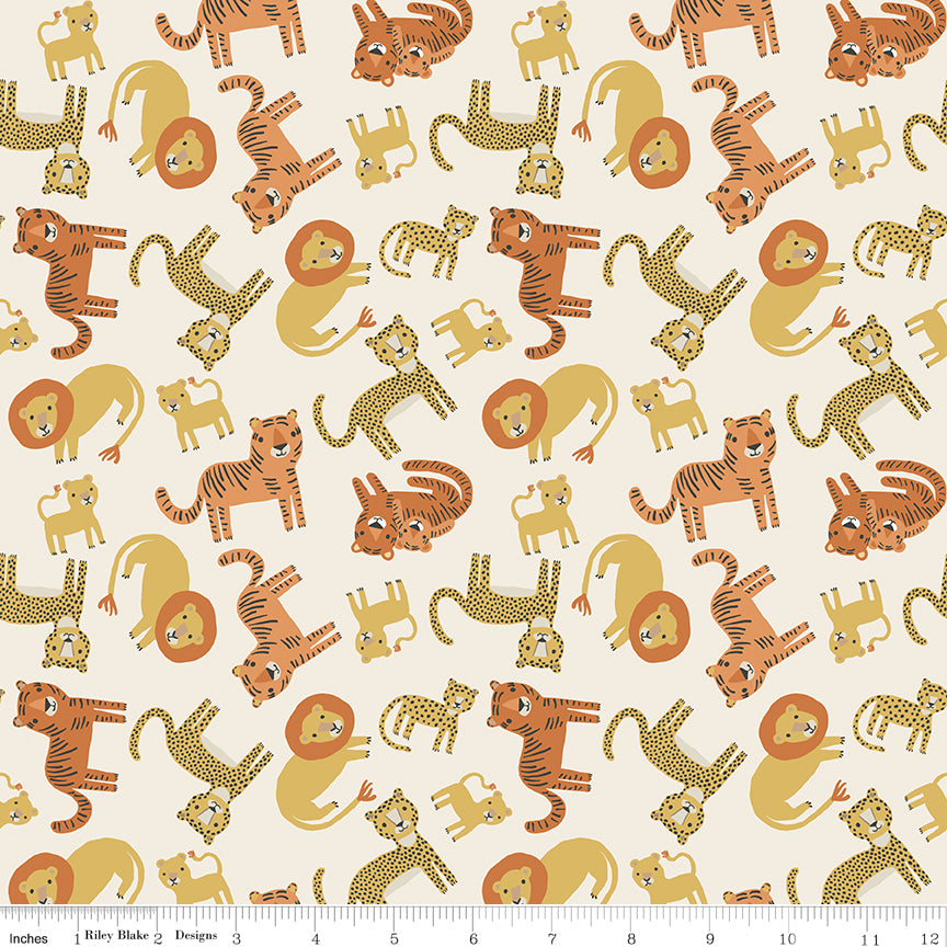 Leo & Savannah by Riley Blake - Animal Toss Cream