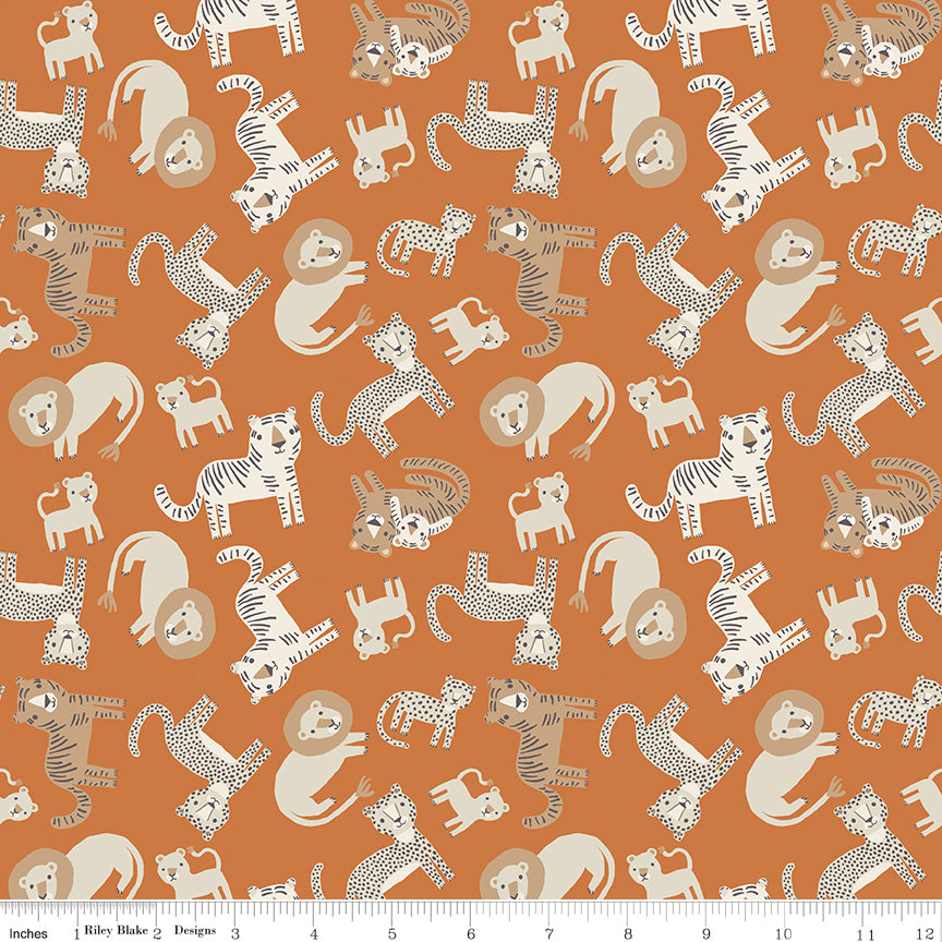 Leo & Savannah by Riley Blake - Animal Toss Orange