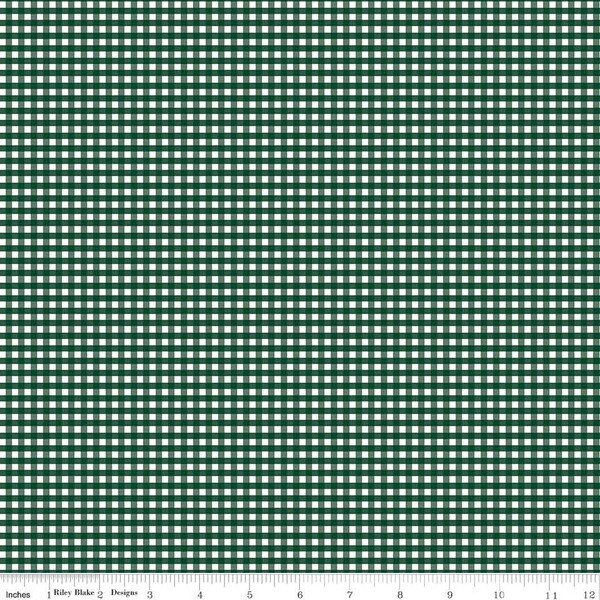 Riley Blake Small Gingham Check - Christmas Green