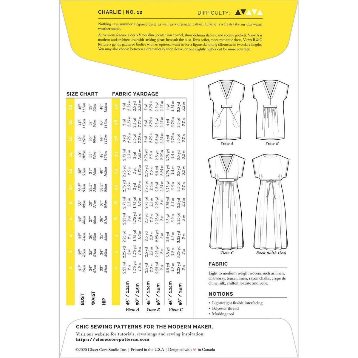 Charlie Caftan Sewing Pattern | Closet Core Patterns