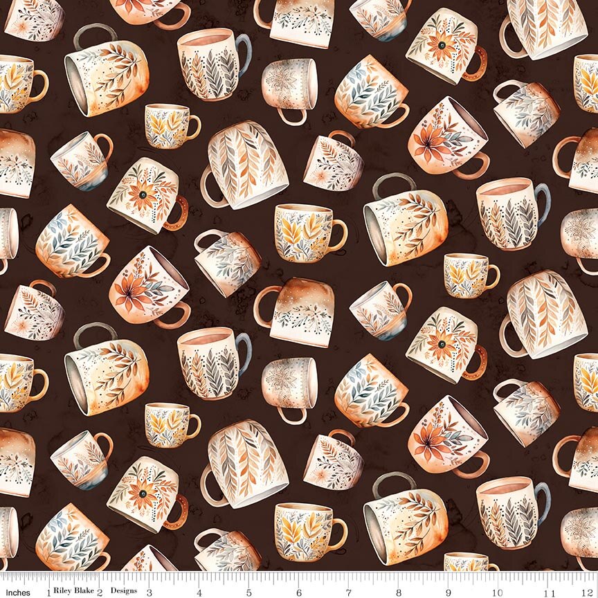 Coffee Time by Riley Blake - Coffee Mugs Brown