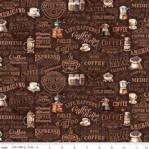 Coffee Time by Riley Blake - Text Brown