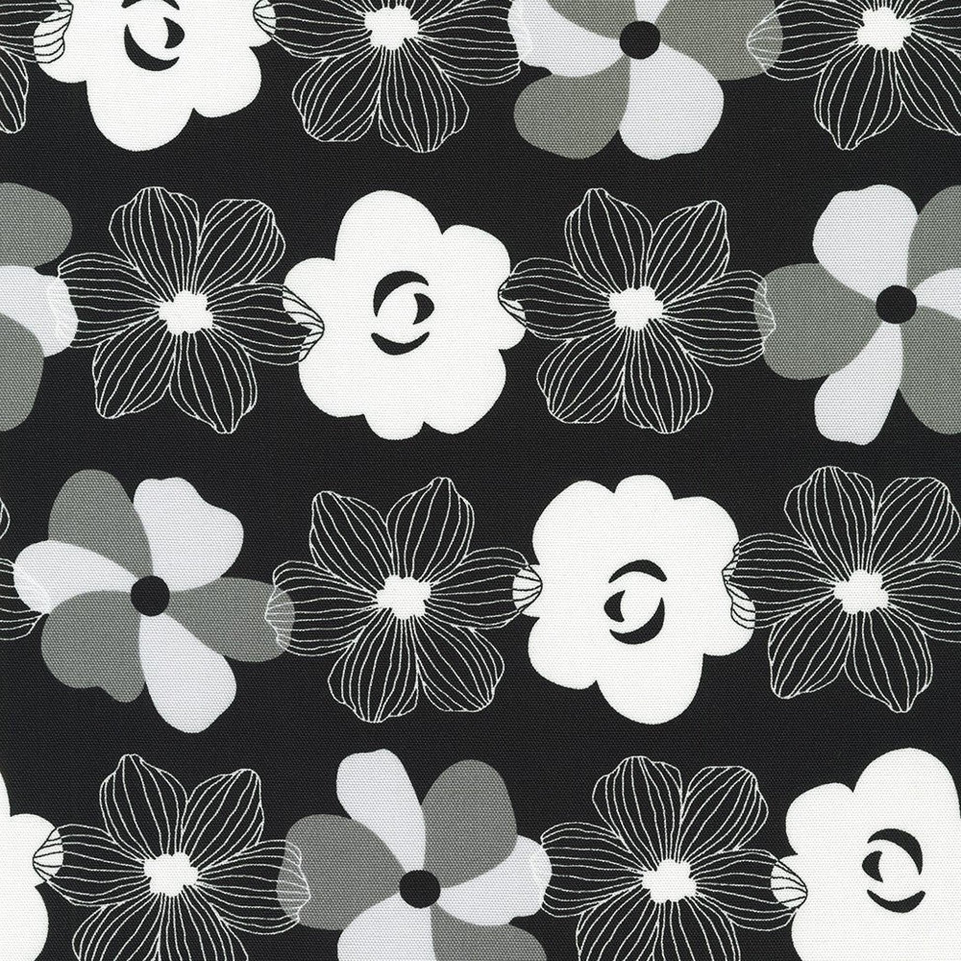 Canvas Prints by Sevenberry - Striped Flowers: Black