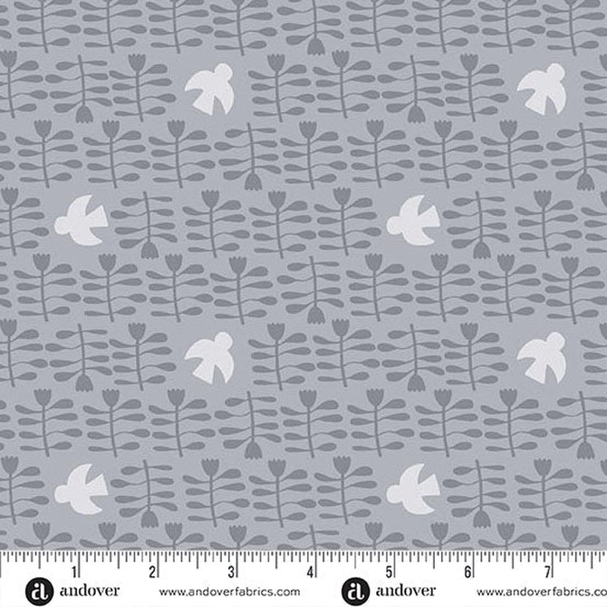 Conway Cottage by Karen Lewis Textiles - Amongst the Flowers: Grey