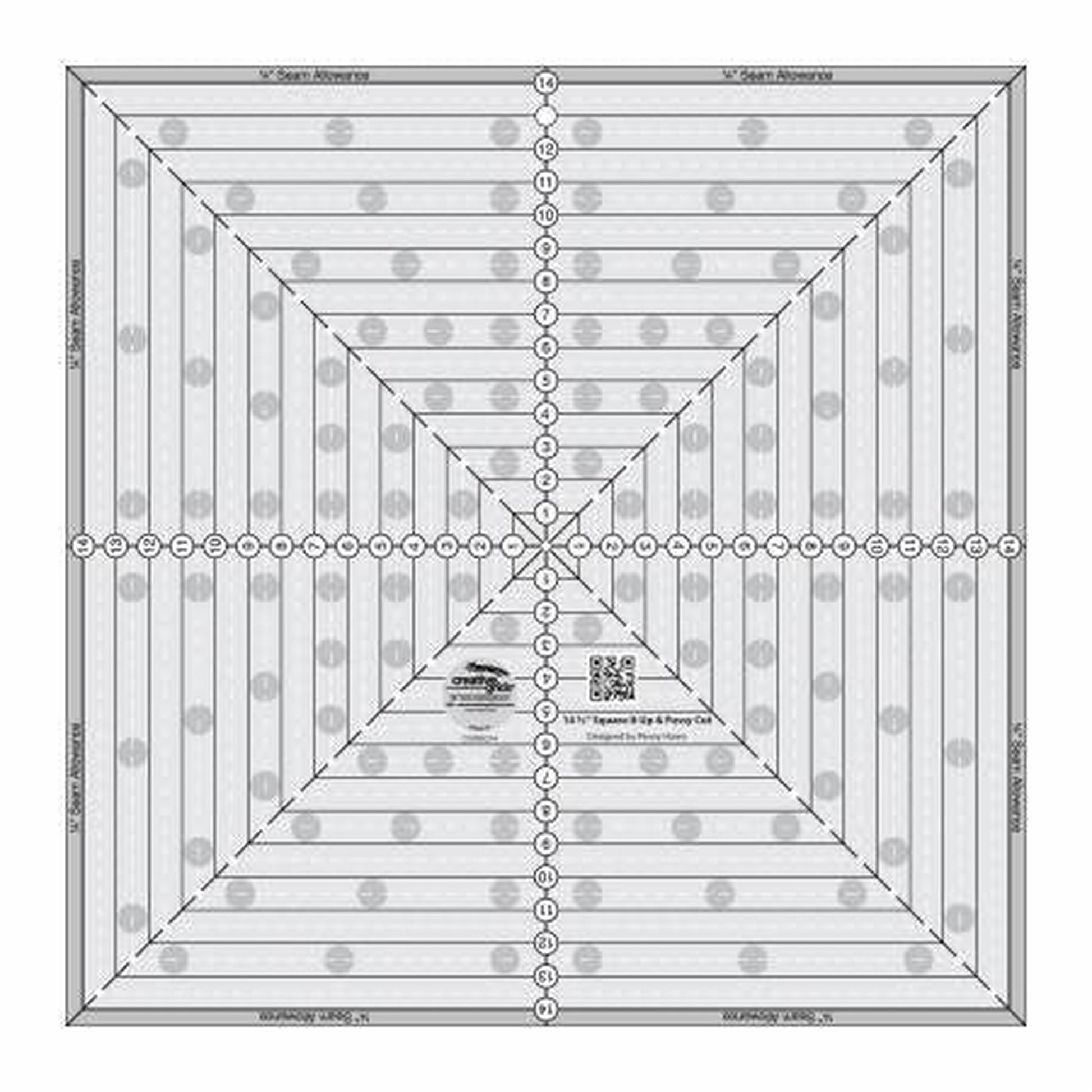 Creative Grids 14-1/2in Square It Up or Fussy Cut Square Quilt Ruler
