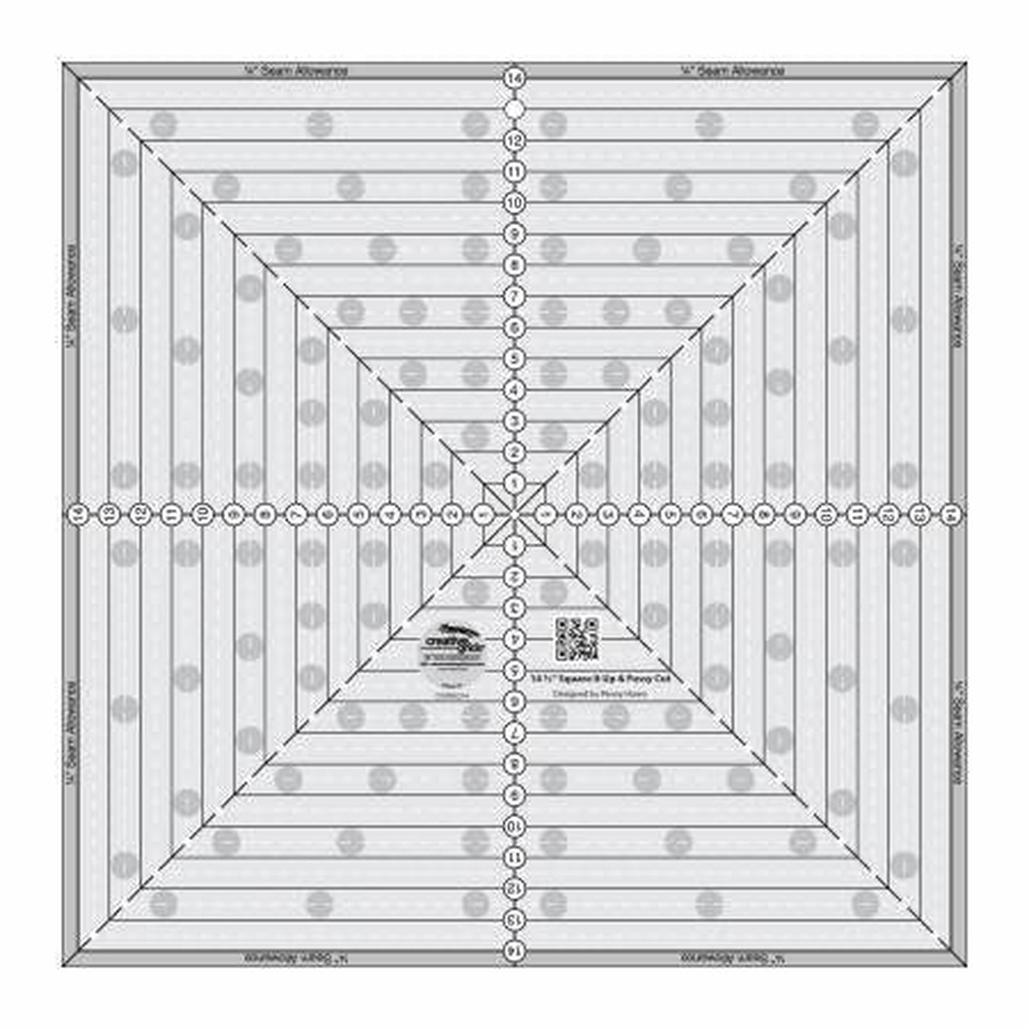 Creative Grids 14-1/2in Square It Up or Fussy Cut Square Quilt Ruler
