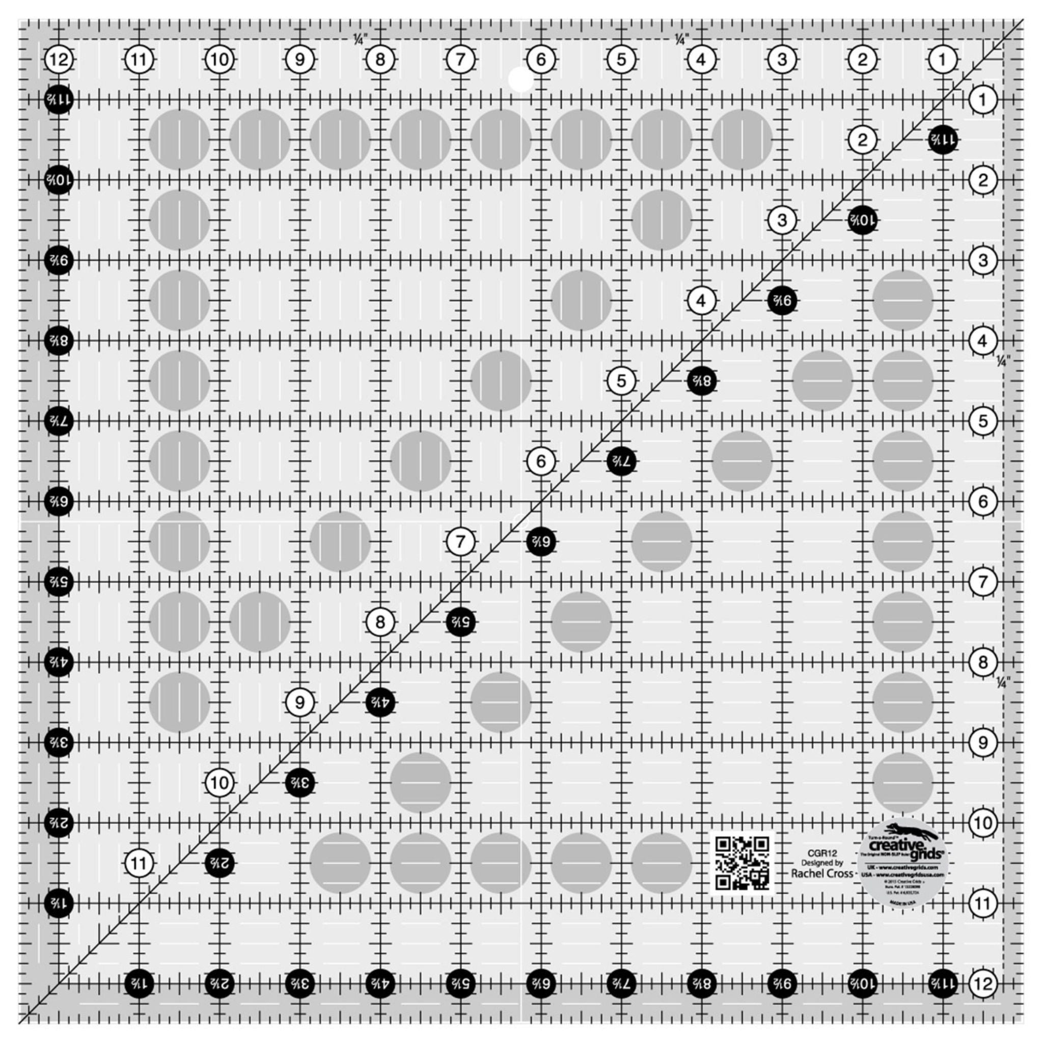 Creative Grids Quilt Ruler 12-1/2in x 12-1/2in Square