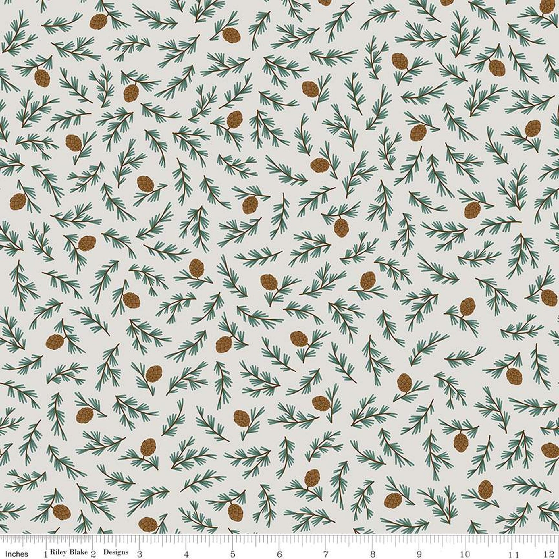 Designer Flannel by Natalia Juan Abello - Pinecones Offwhite