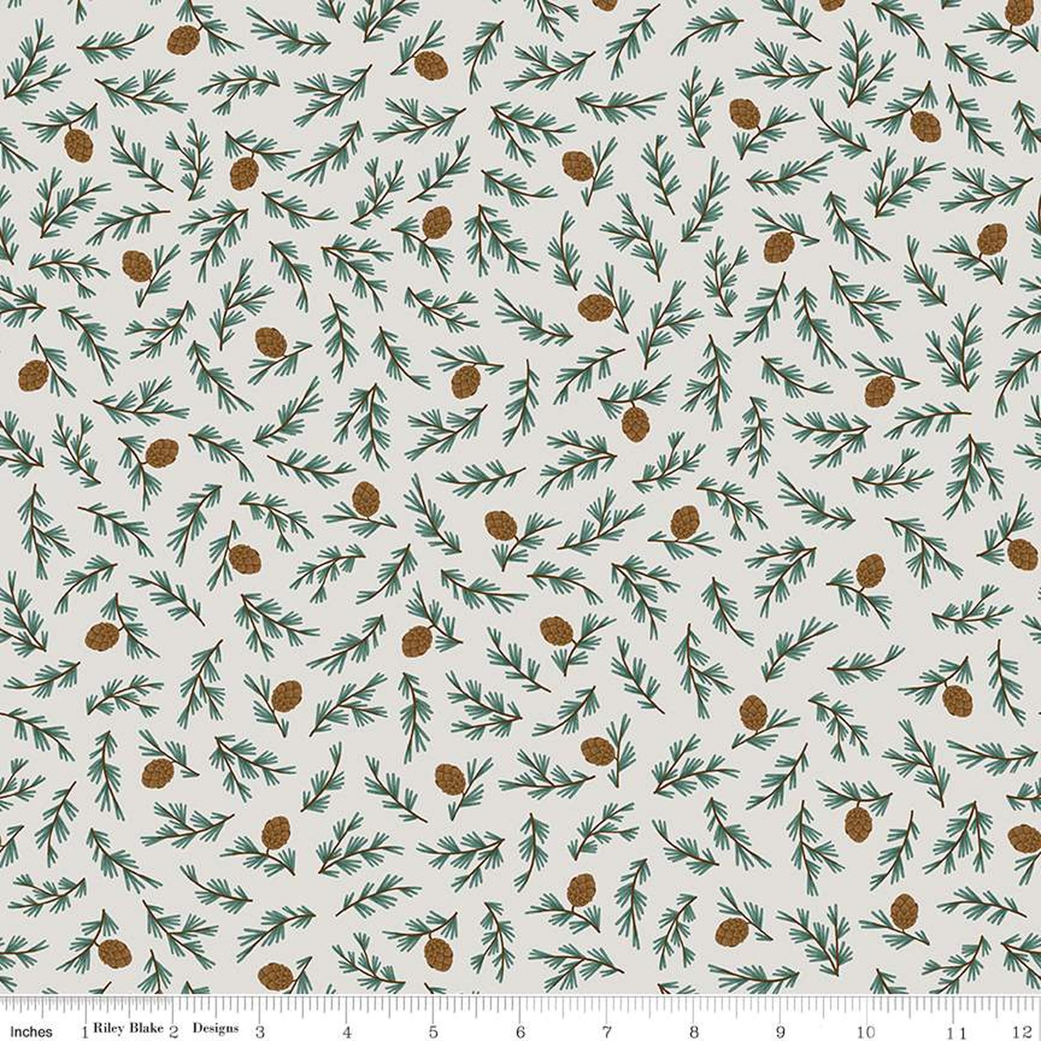 Apple Core (29") Designer Flannel by Natalia Juan Abello - Pinecones Offwhite