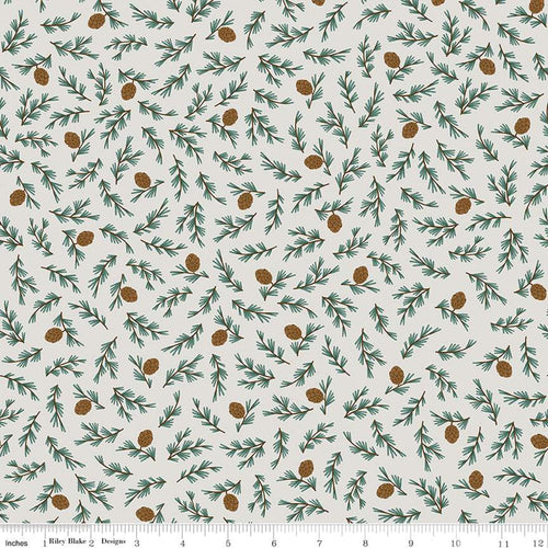 Apple Core (29") Designer Flannel by Natalia Juan Abello - Pinecones Offwhite