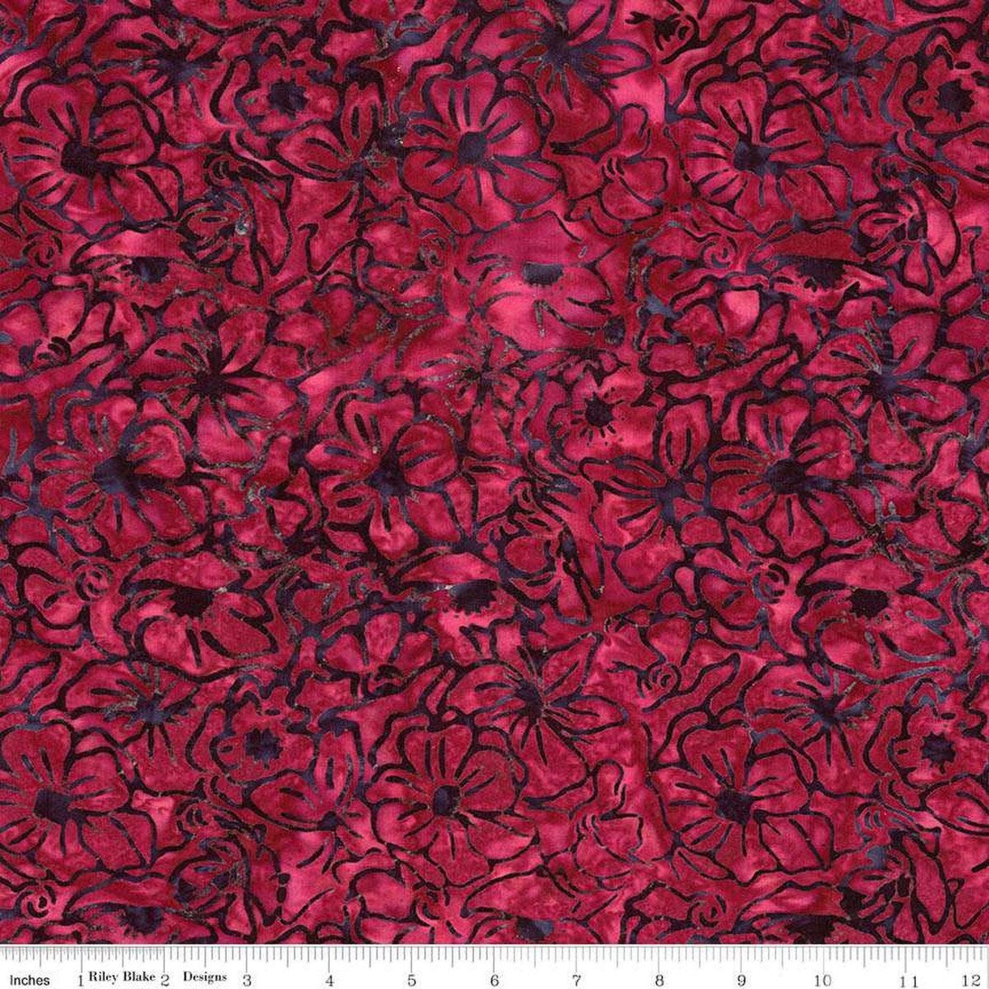 Expressions Batik Floral Reflections by Riley Blake - Cherry Chutney