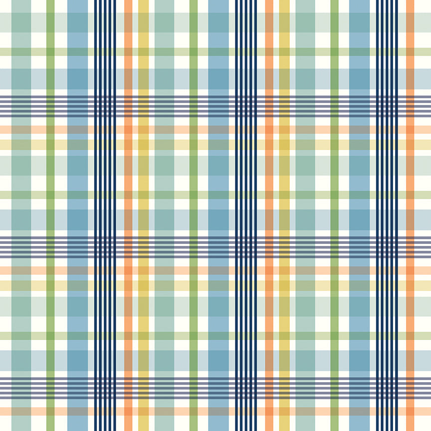 Love You to the Moon - Plaid - Blue