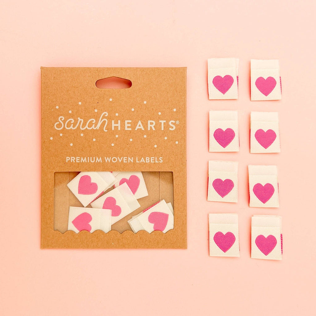 Quilt Label - Sarah Hearts | Pink Heart