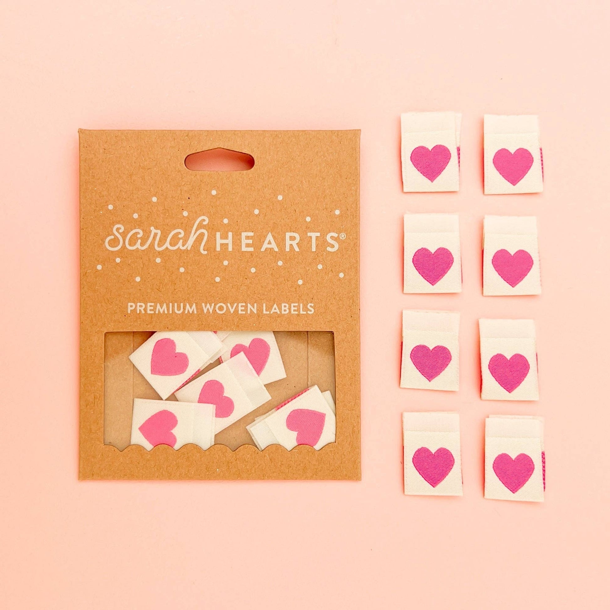 Quilt Label - Sarah Hearts | Pink Heart