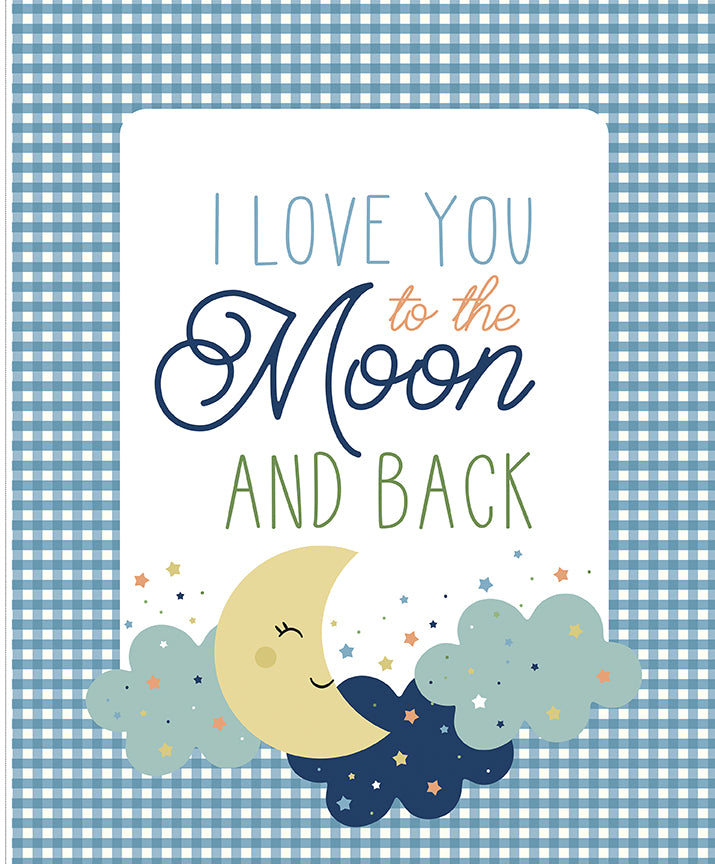 Love You to the Moon - 35 1/2" x 43 1/2" Panel - Blue