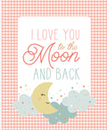 Love You to the Moon - 35 1/2" x 43 1/2" Panel - Coral
