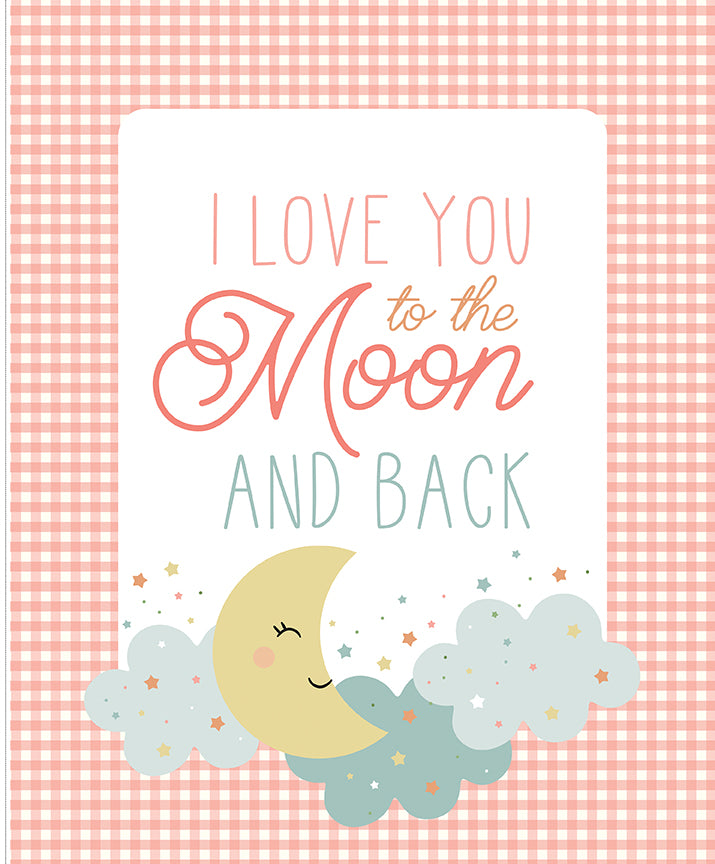 Love You to the Moon - 35 1/2" x 43 1/2" Panel - Coral