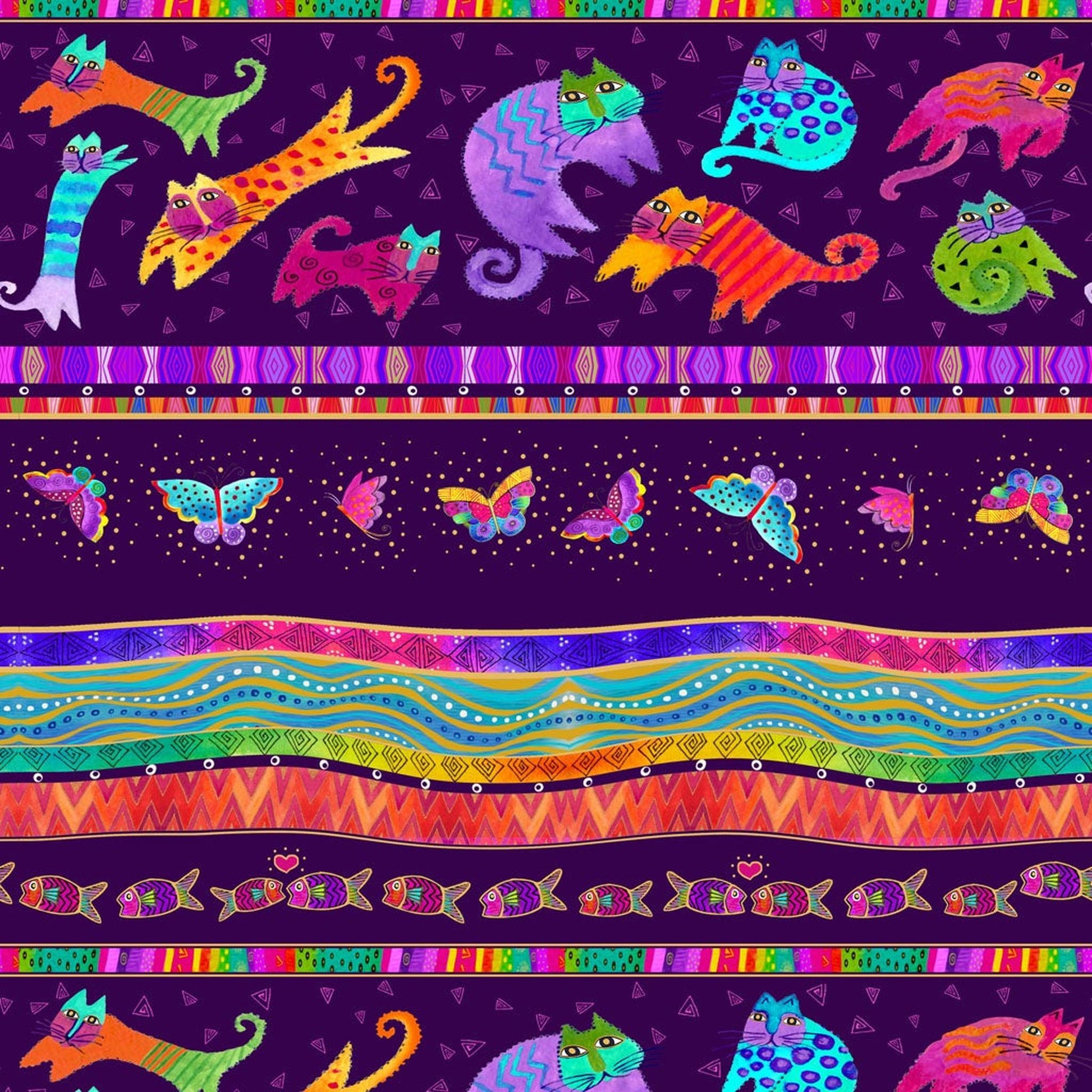 Fantasticats Pictorial Stripe - Purple/Gold Metallic