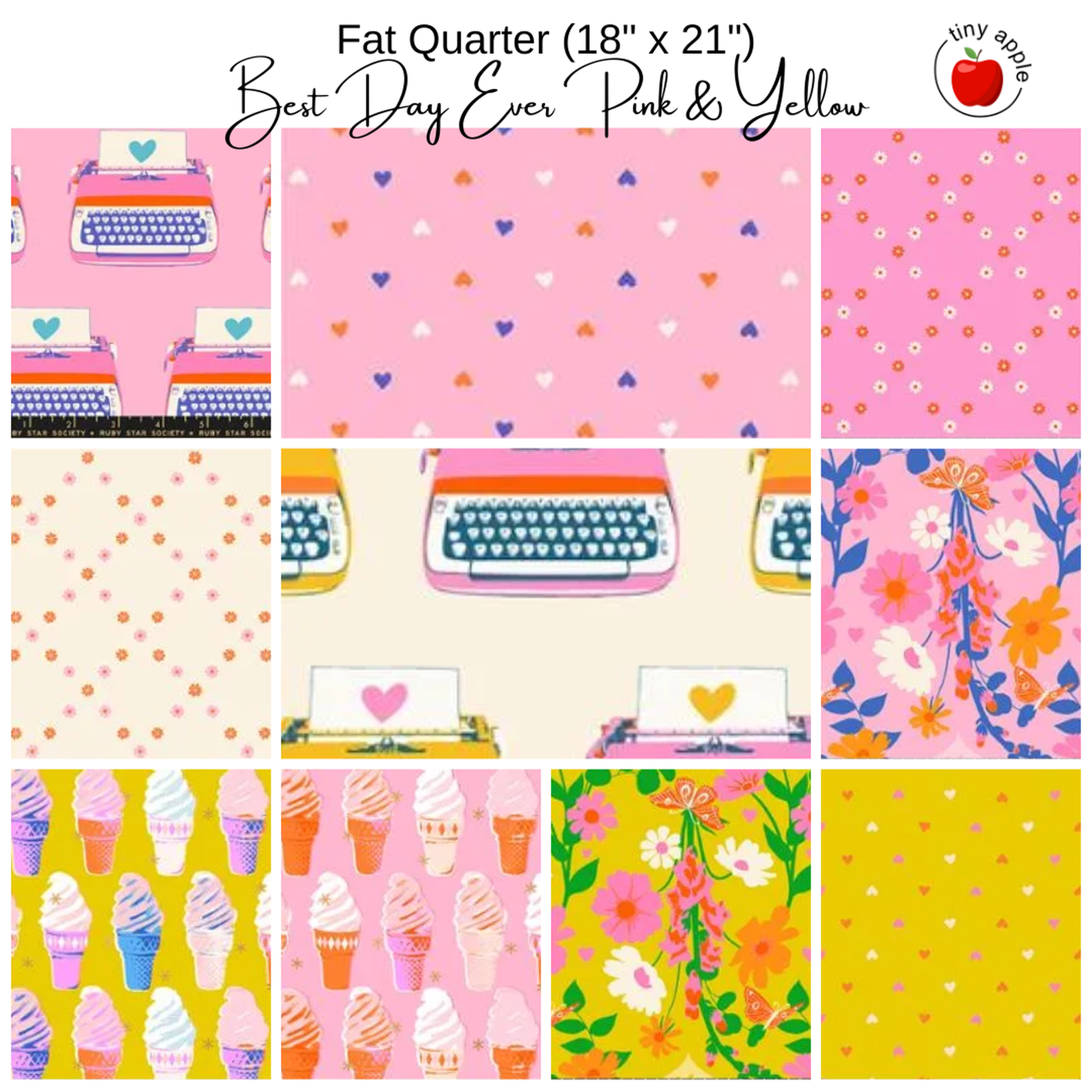 Fat Quarter Bundle (10) - Best Day Ever - Pink