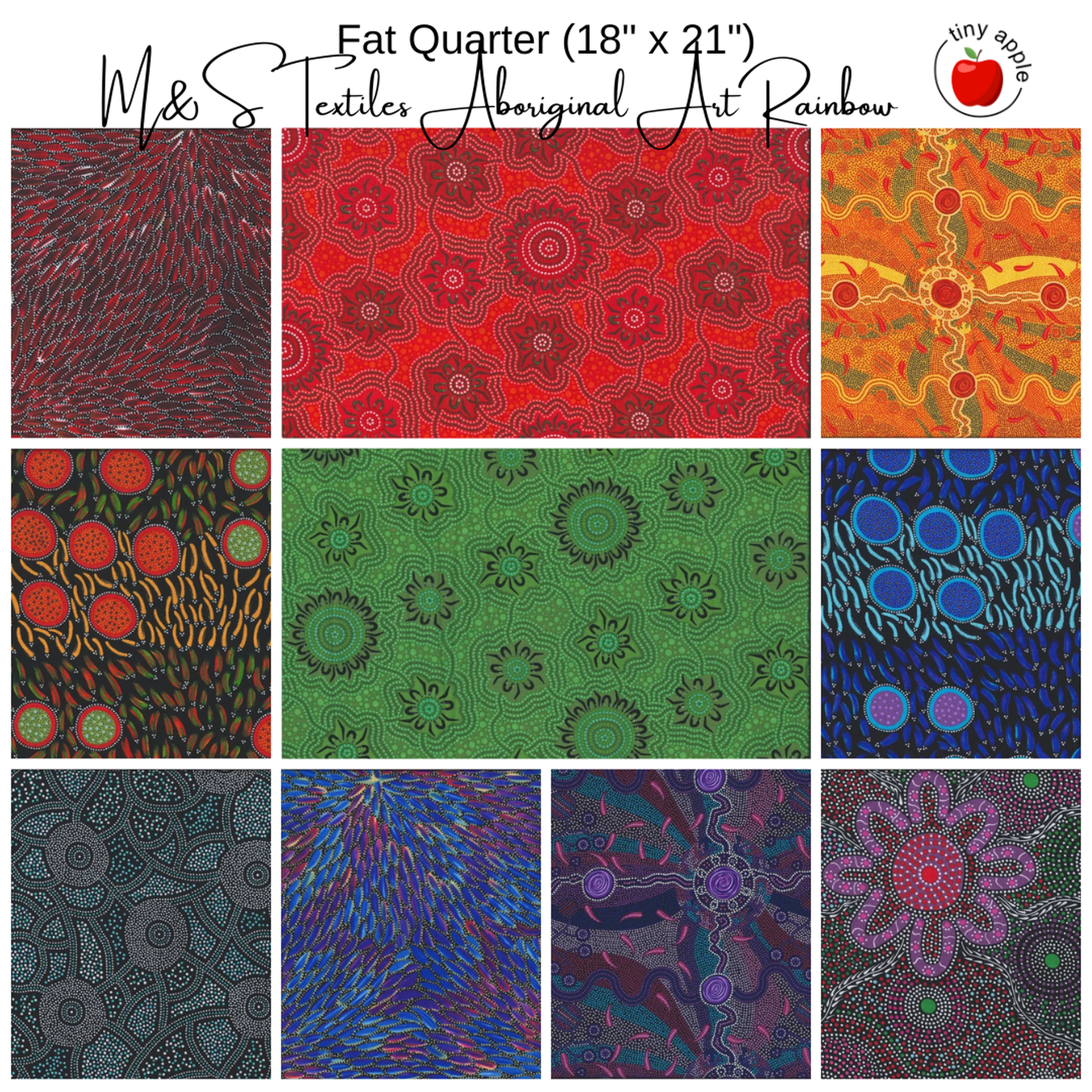 Fat Quarter Bundle (10) - M&S Textiles Aboriginal Rainbow