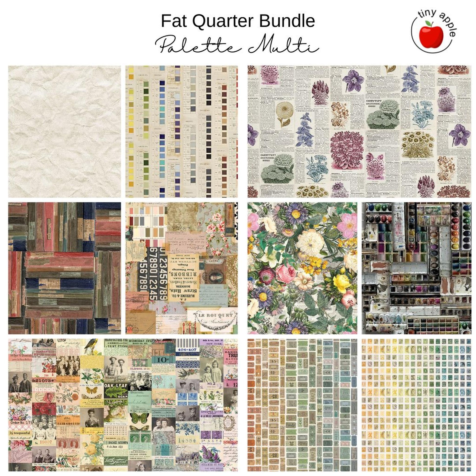Fat Quarter Bundle (10) - Palette Multi by Tim Holtz