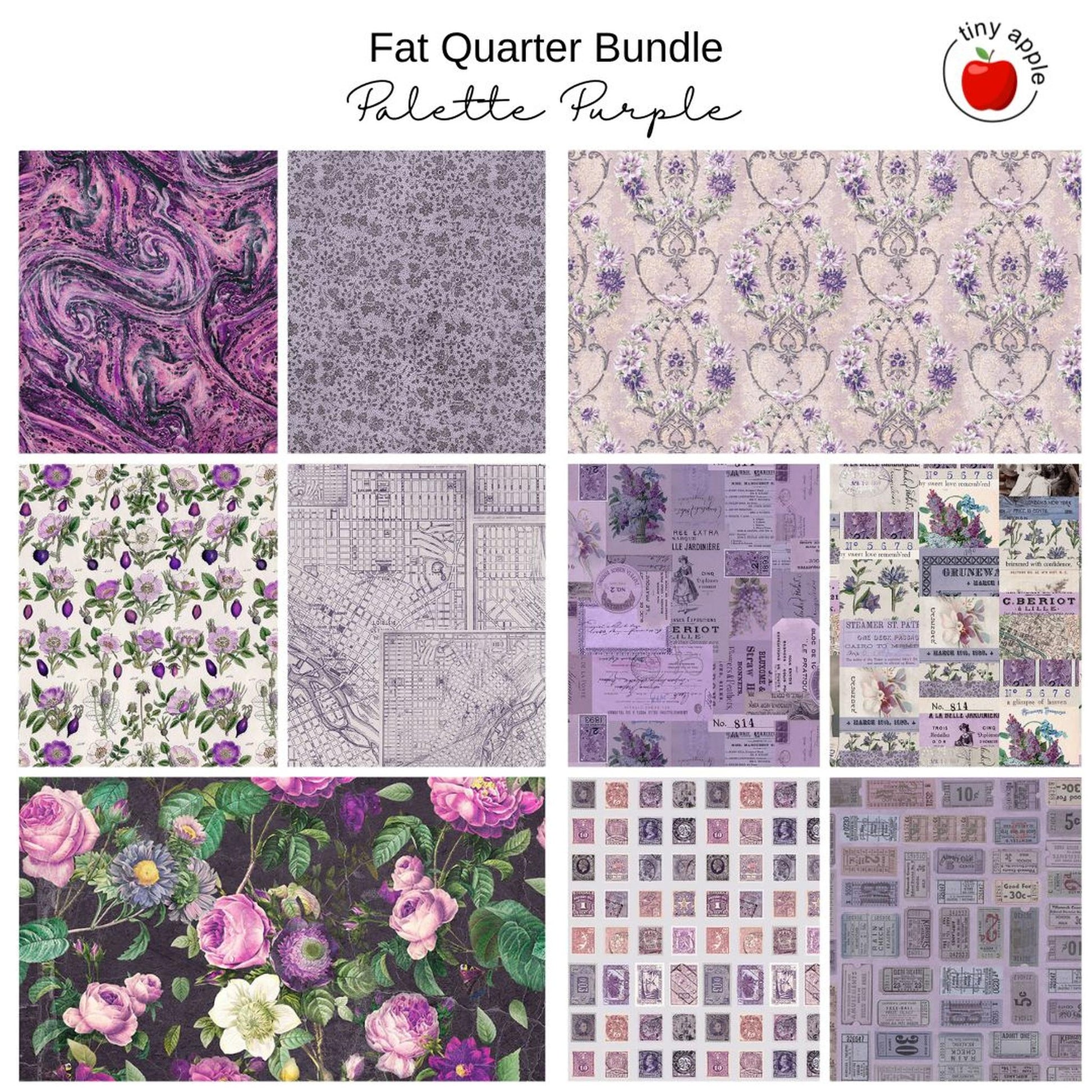 Fat Quarter Bundle (10) - Palette Purple by Tim Holtz