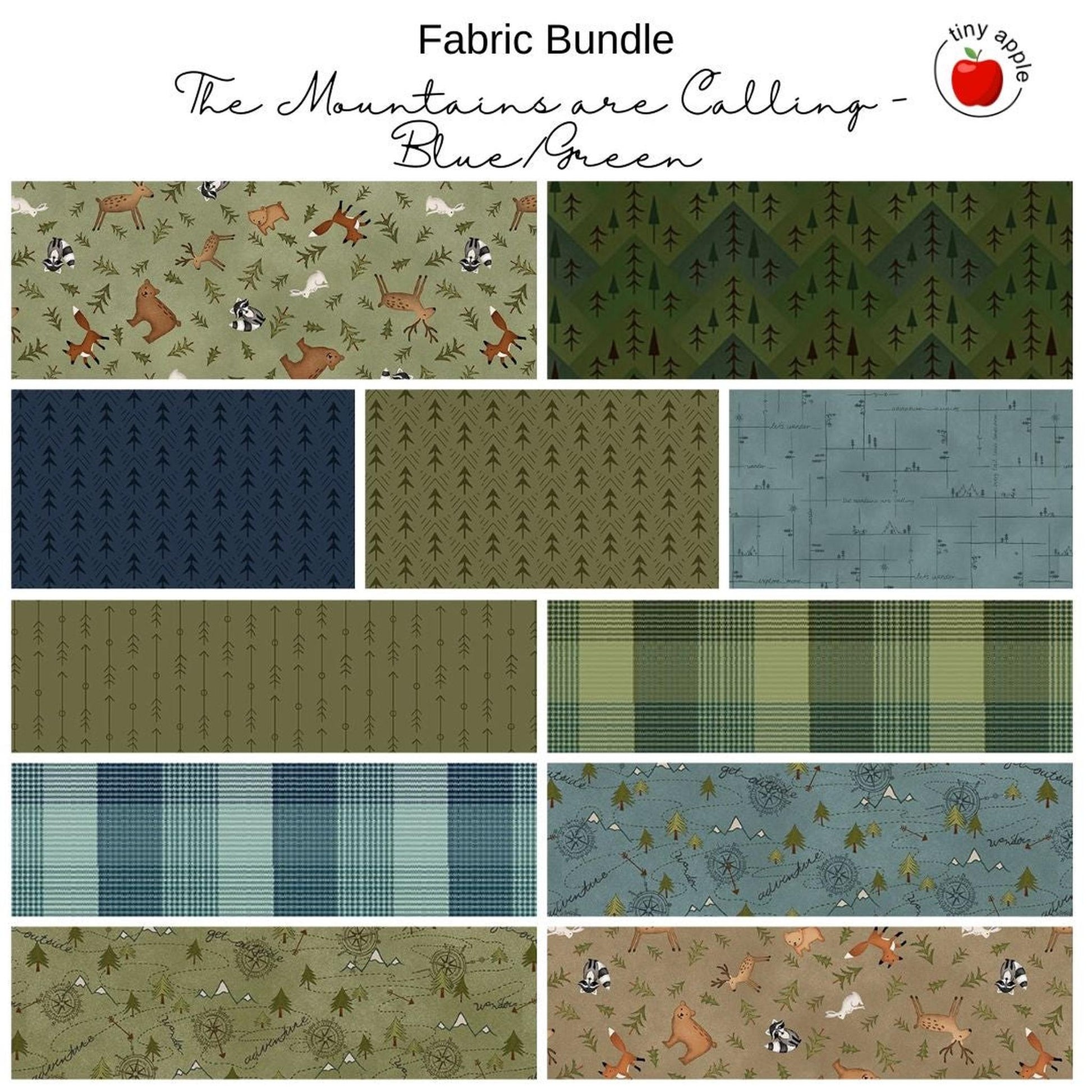Fat Quarter Bundle (11) - The Mountains are Calling Blue/Green