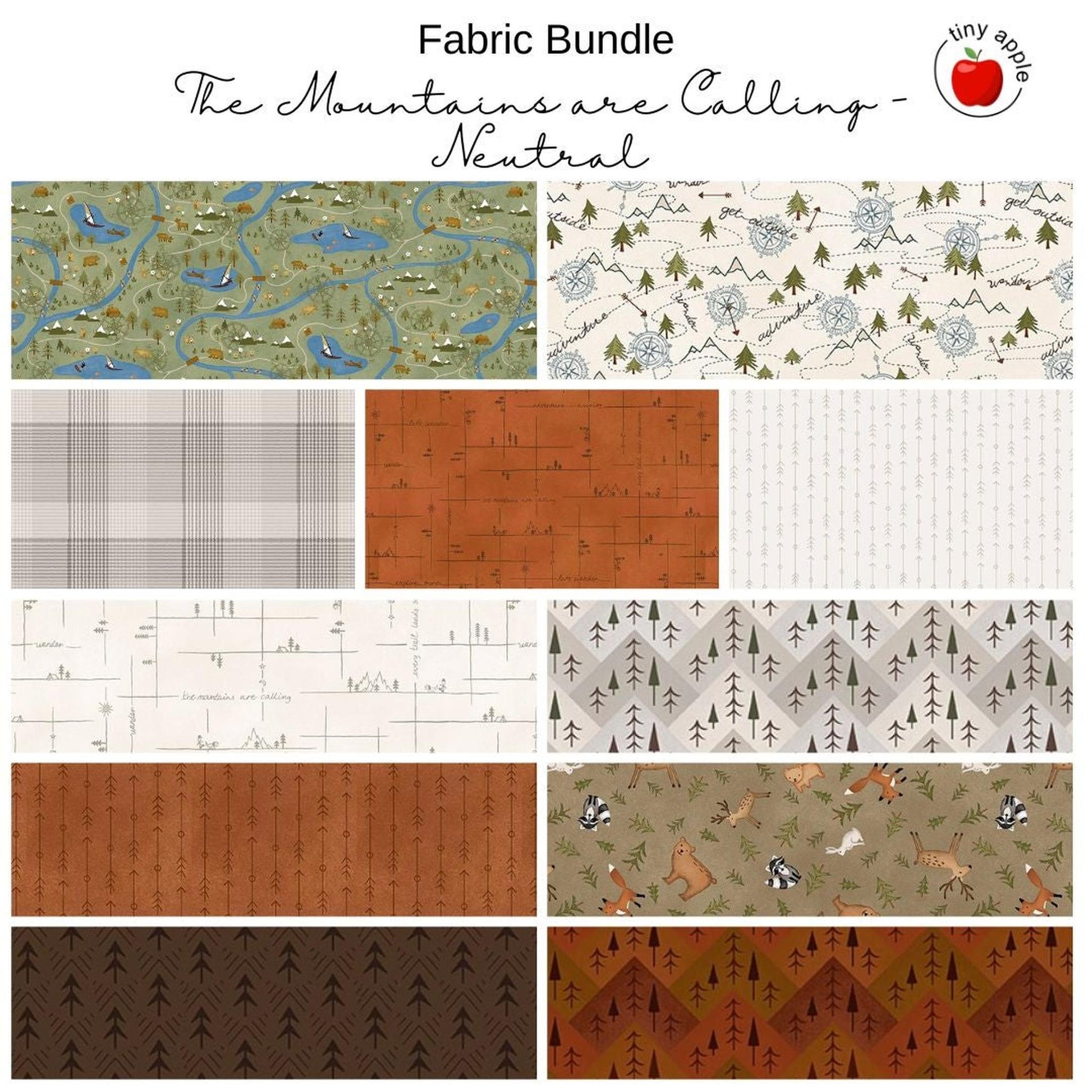 Fat Quarter Bundle (11) - The Mountains are Calling Neutral
