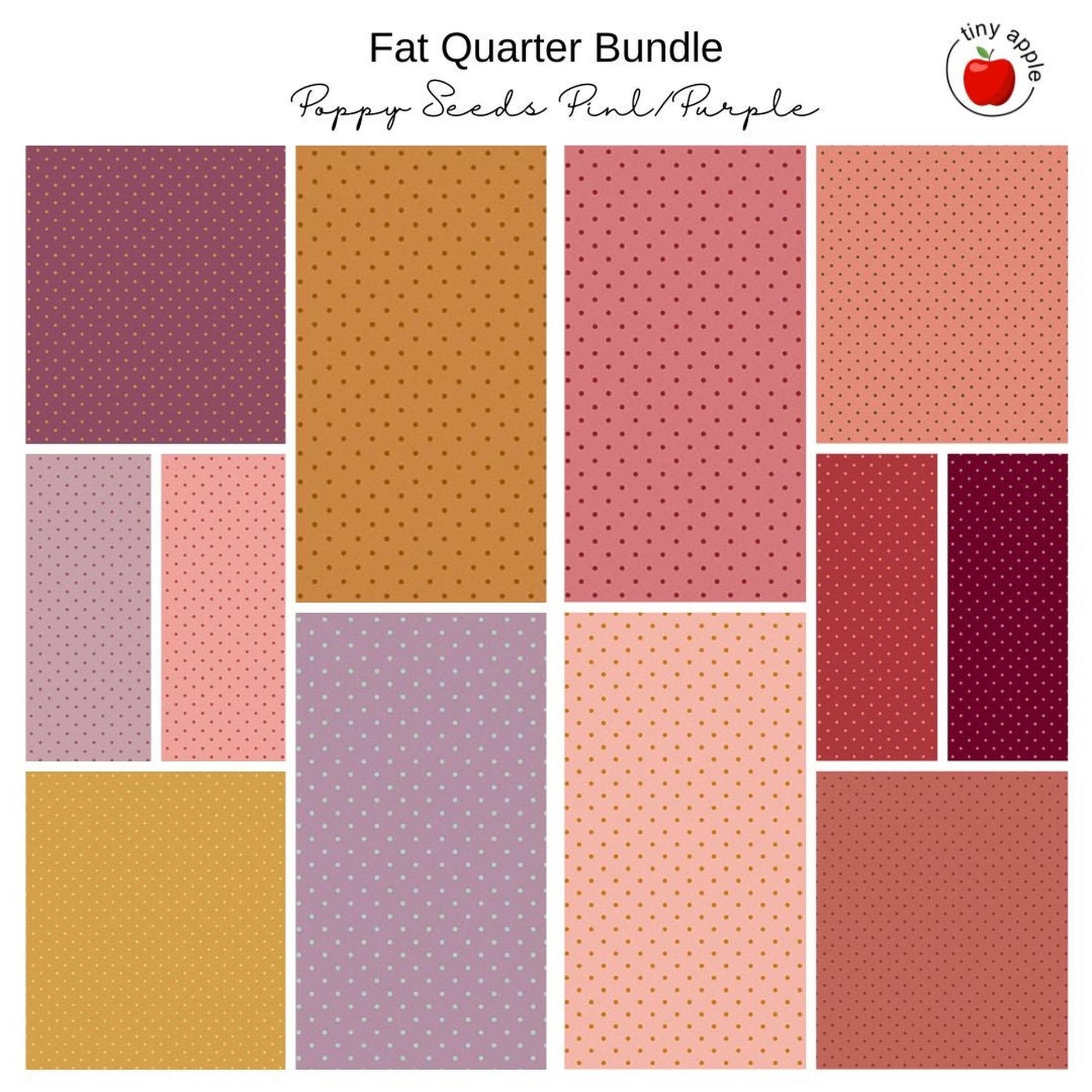 Fat Quarter Bundle (12) - Poppy Seeds Pink / Purple
