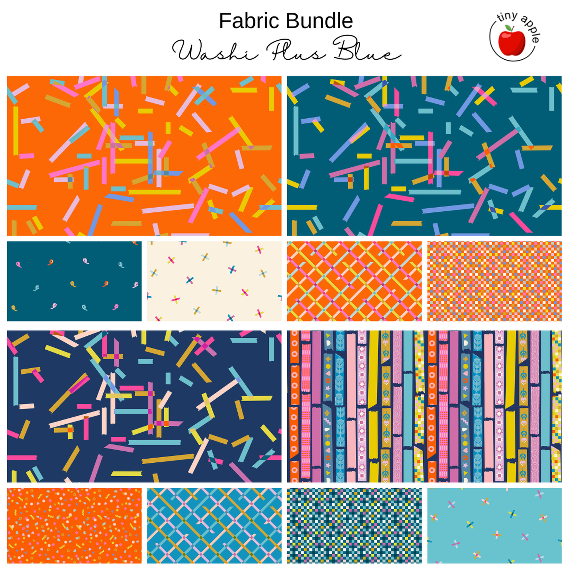 Fat Quarter Bundle (12) Washi Plus Blue by Ruby Star