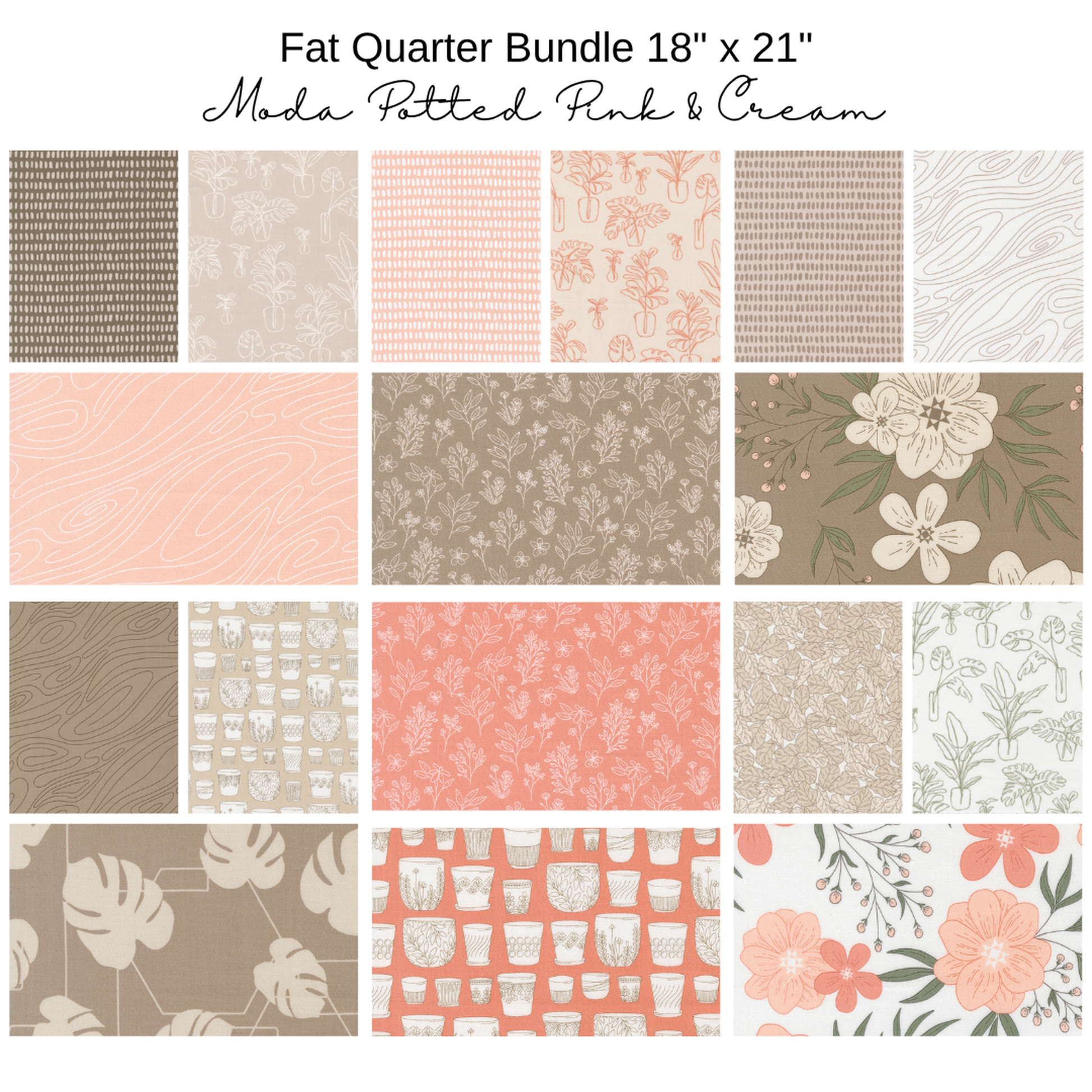 Fat Quarter Bundle (17) -Potted by Kiley's Quilt Room - Pink