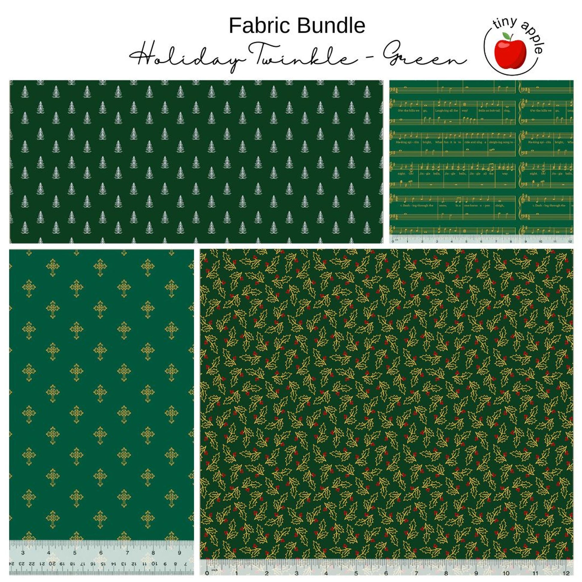 Fat Quarter Bundle (4) Twinkle Green