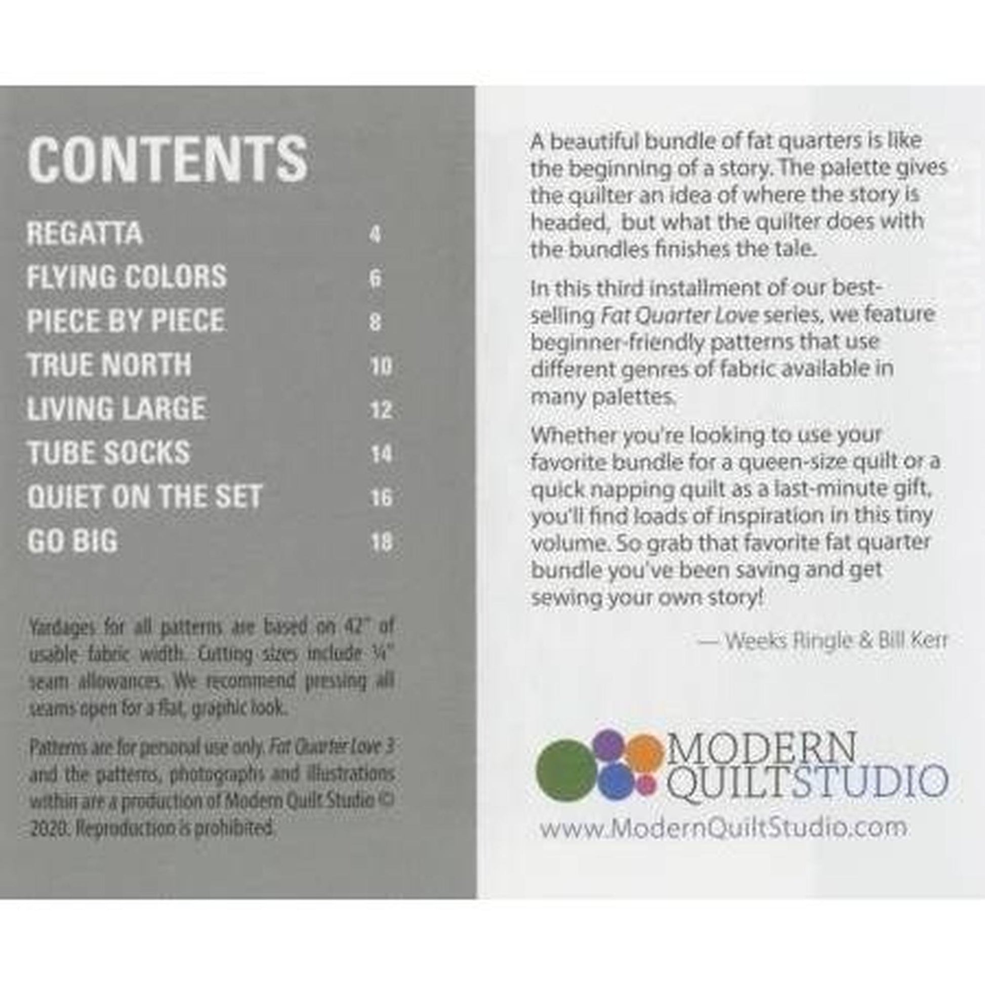 Fat Quarter Love 3 Pattern Booklet