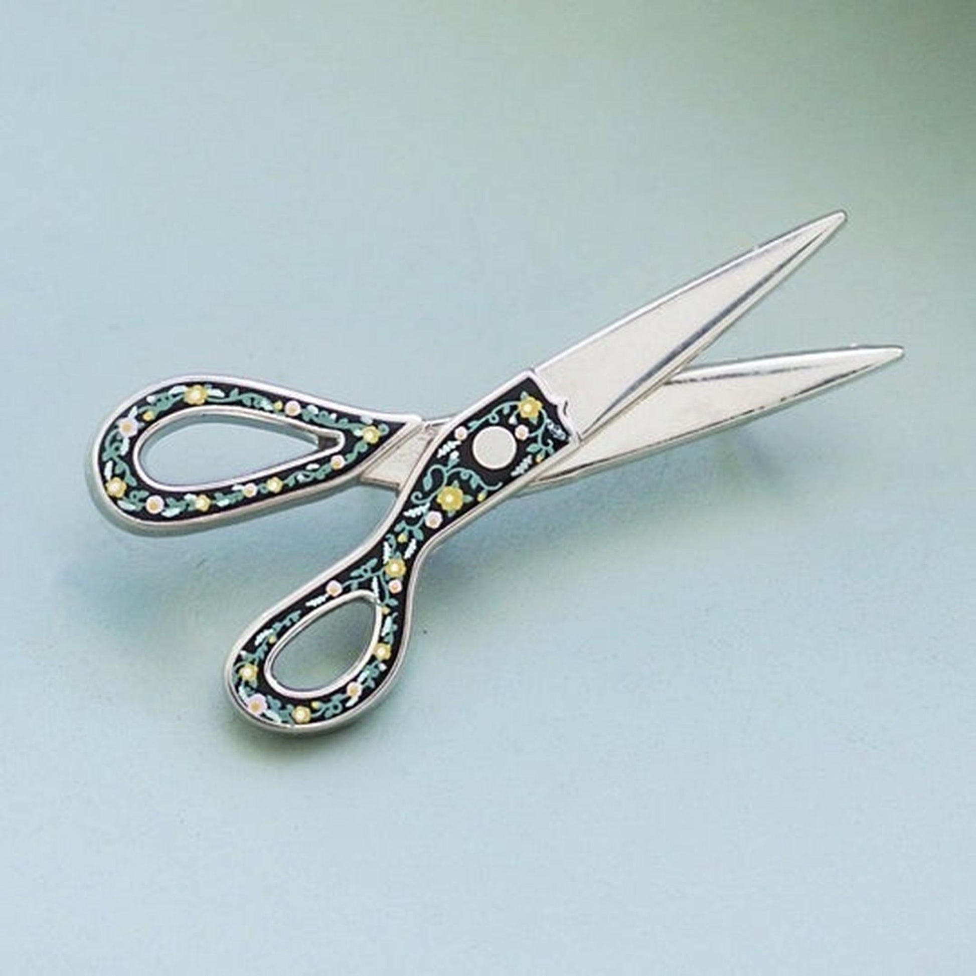 Floral Scissors Interactive Enamel Pin | Multiple Colorways