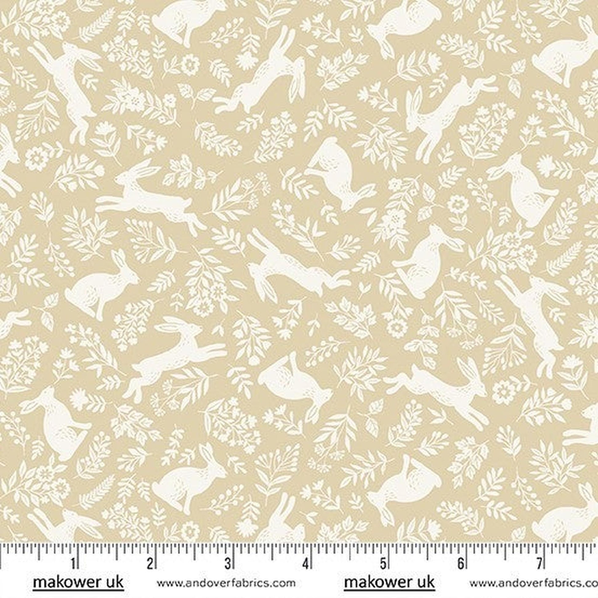 Foxwood by Makower UK - Bounding Bunnies Beige
