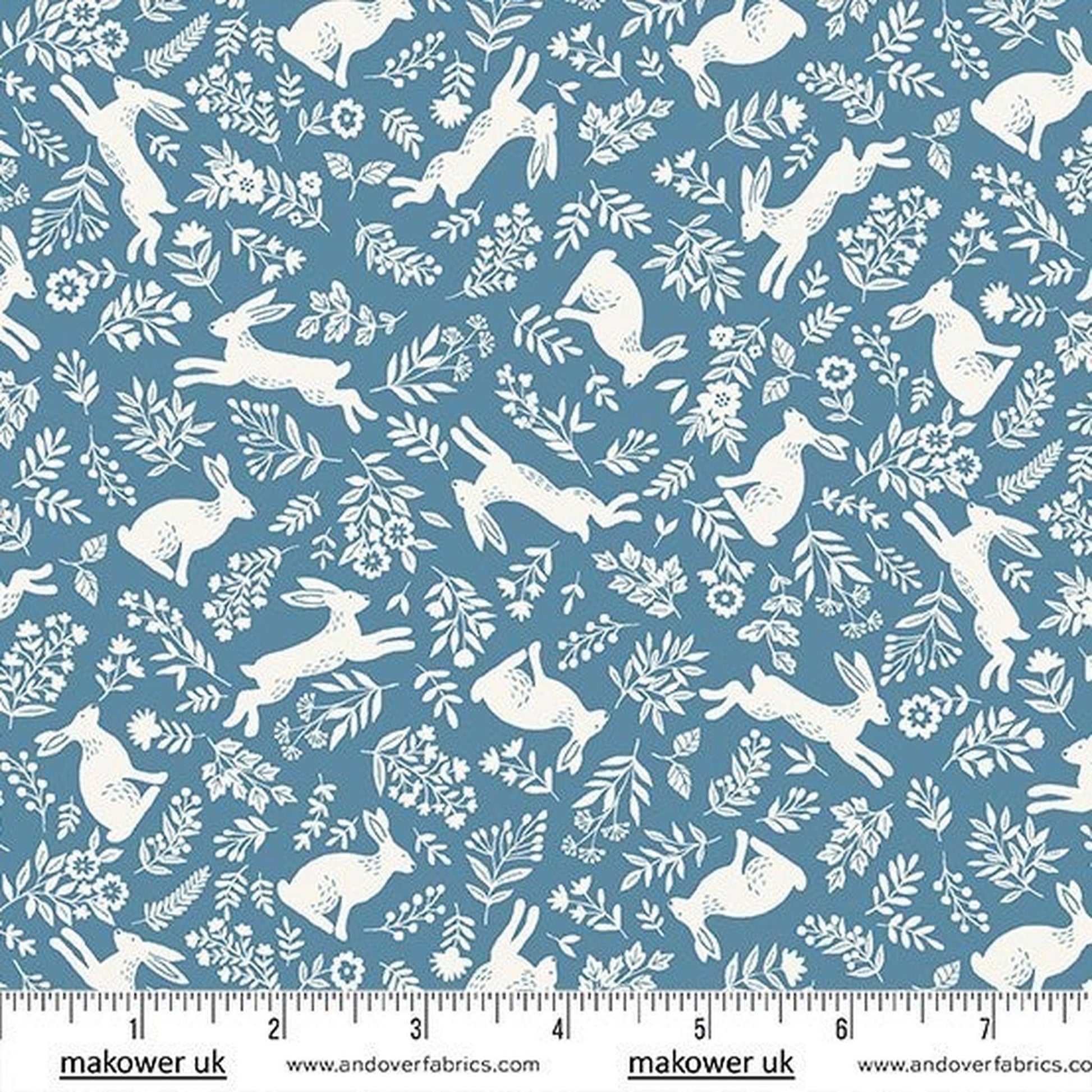 Foxwood by Makower UK - Bounding Bunnies Blue