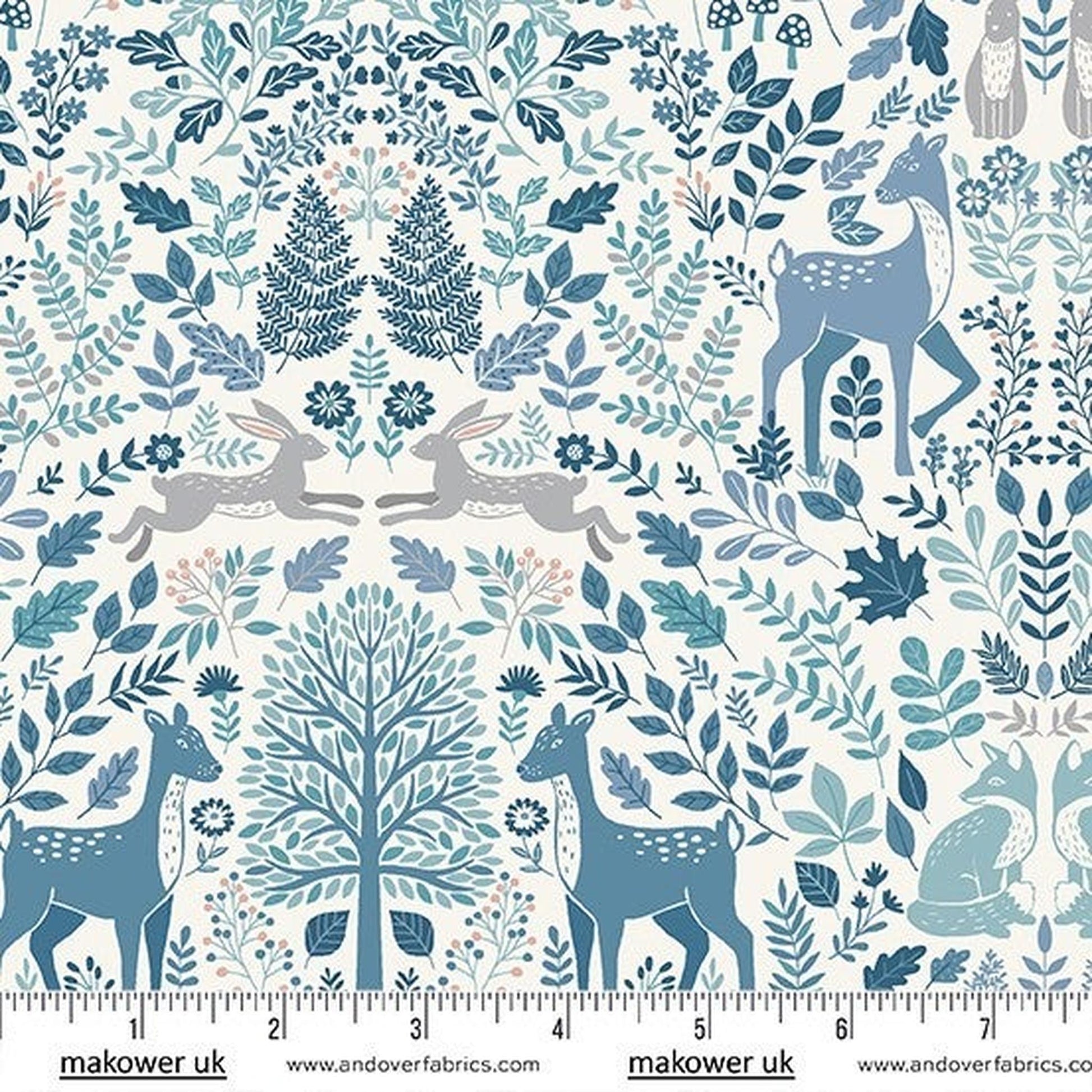 Foxwood by Makower UK - Dawn Nature Trail Blue
