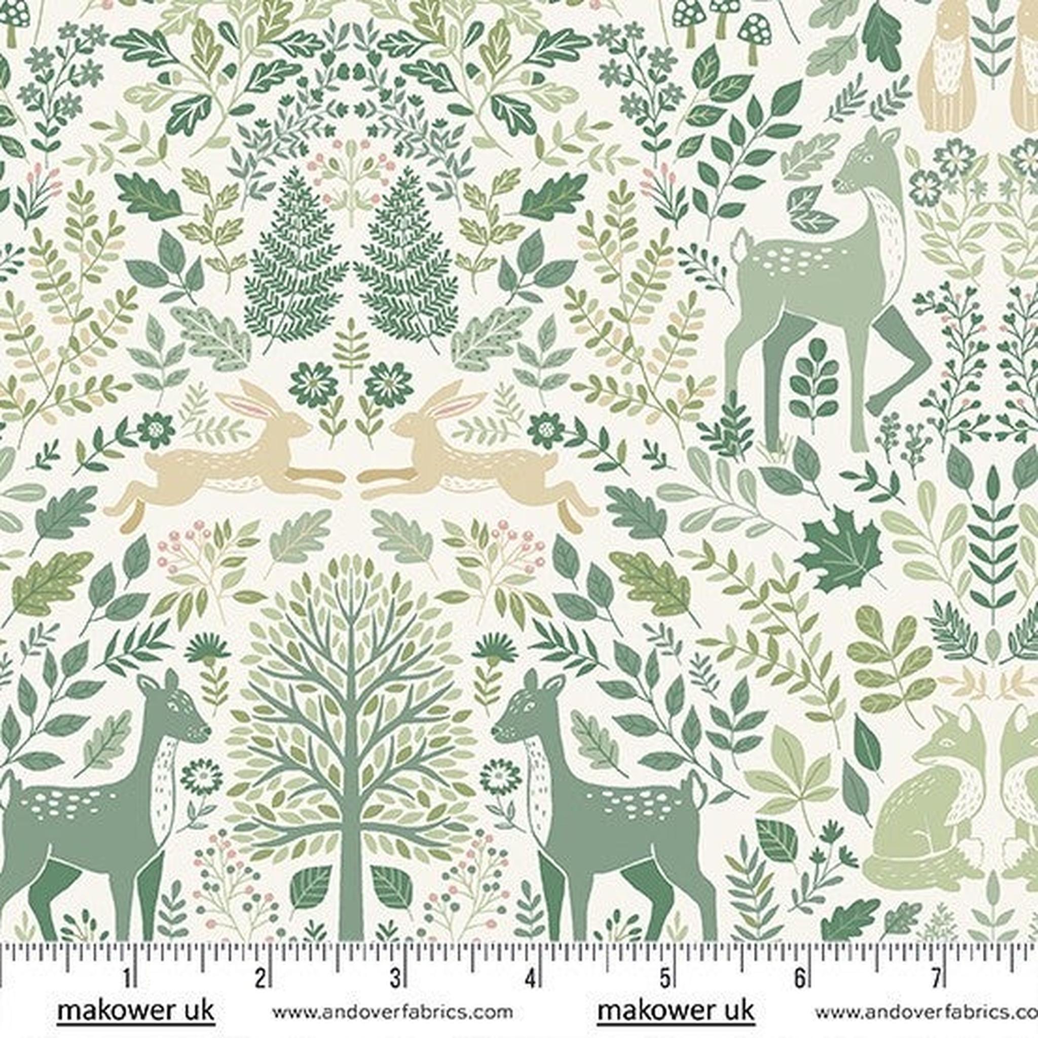 Foxwood by Makower UK - Dawn Nature Trail Green