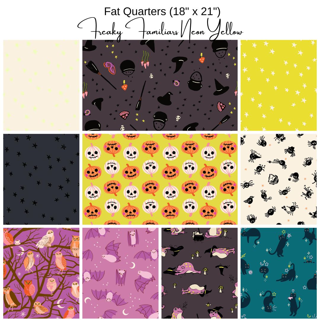 Fat Quarter Bundle (10) - Freaky Familiars - Neon Yellow