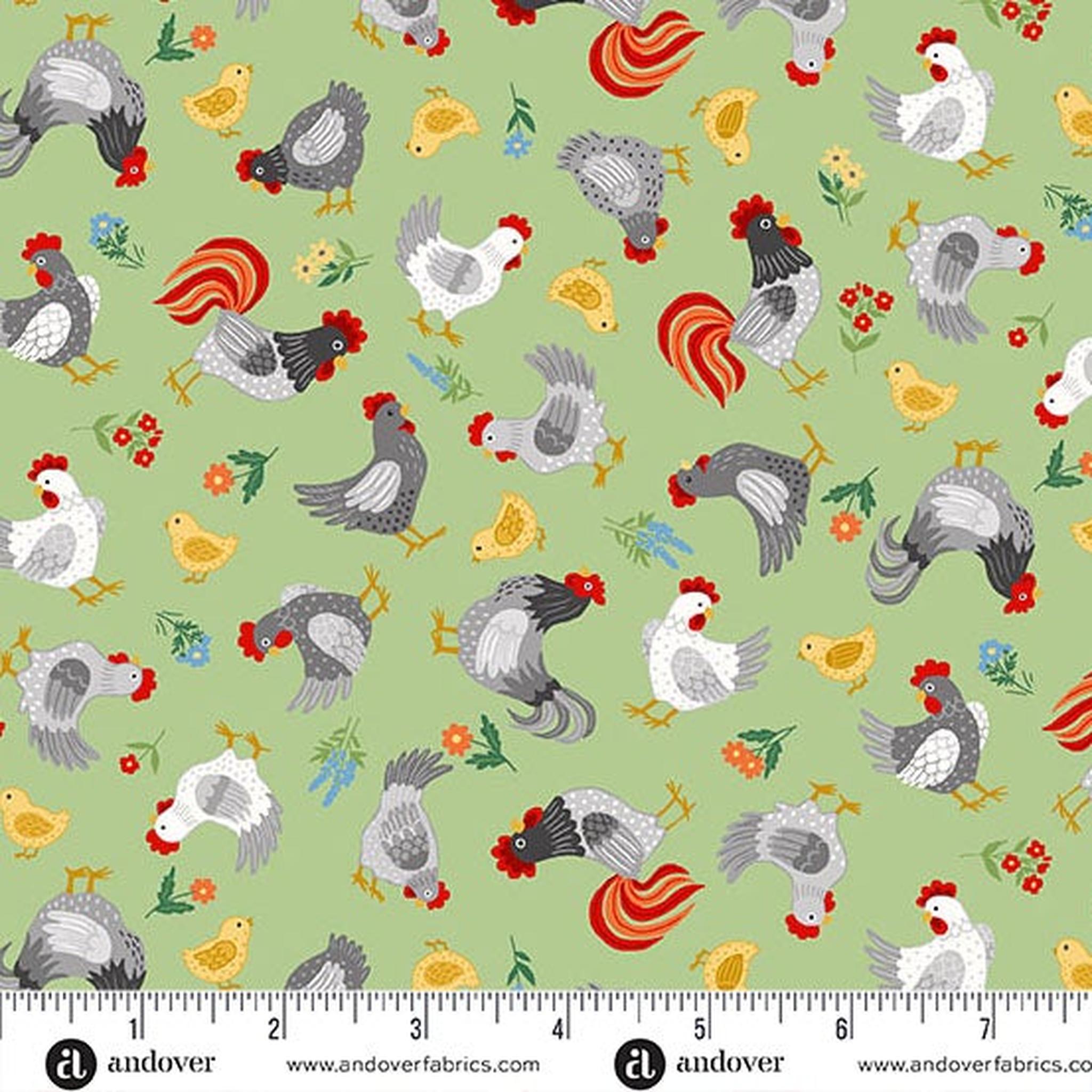 Fun on the Farm by Makower - Chickens: Green