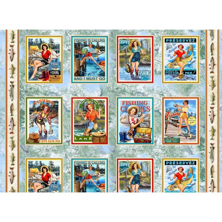 Girls Gone Fishing by Micheal Miller Fishing Lures Panel - Slate (24" x 36")