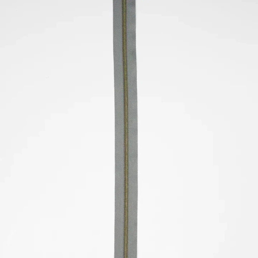 Grey Nylon Coil Zipper #3 - Antique Finish