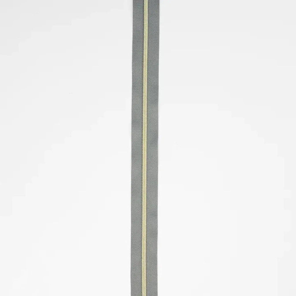 Grey Nylon Coil Zipper #3 - Gold Finish