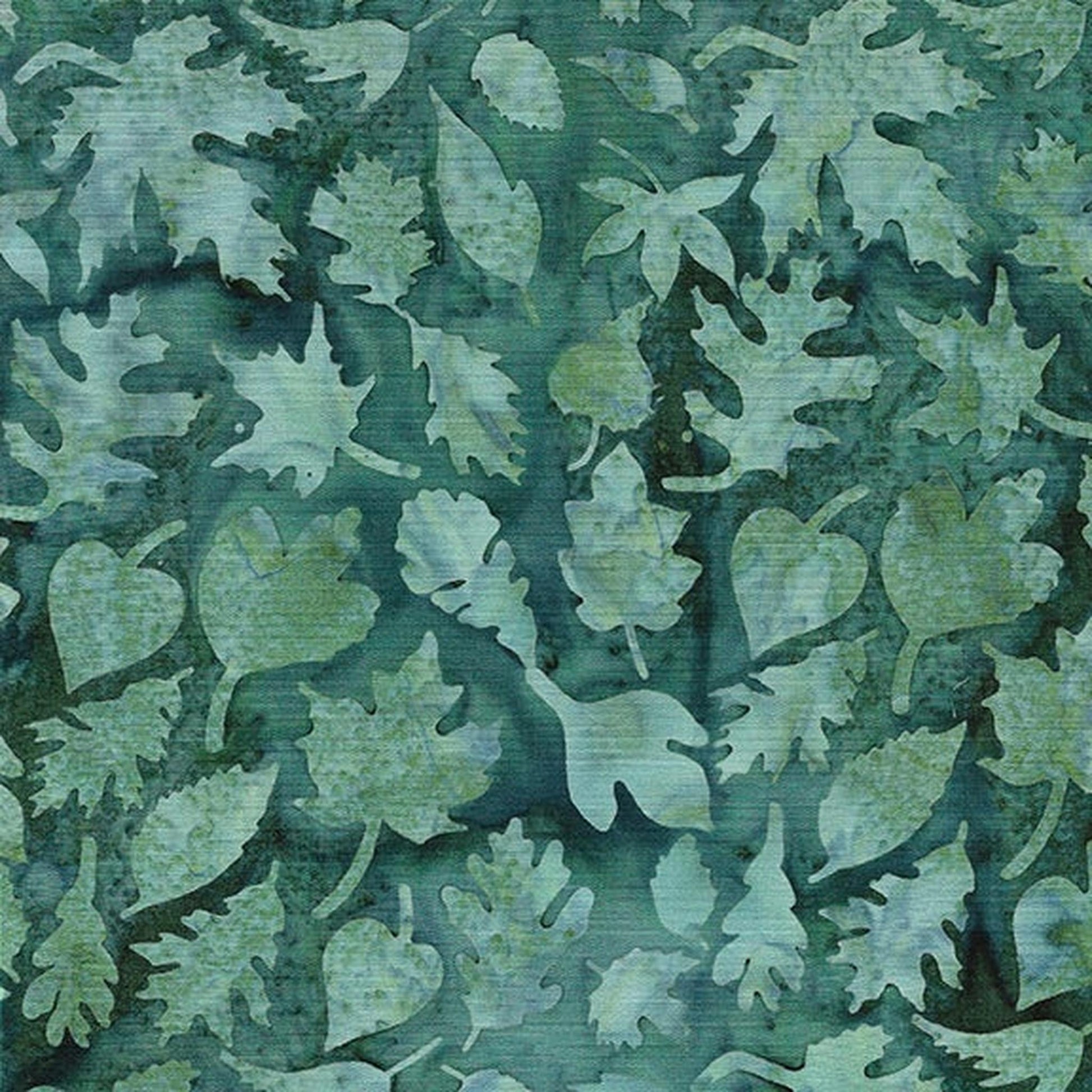 Maple Island by Island Batik - Leaves - Teal Lagoon