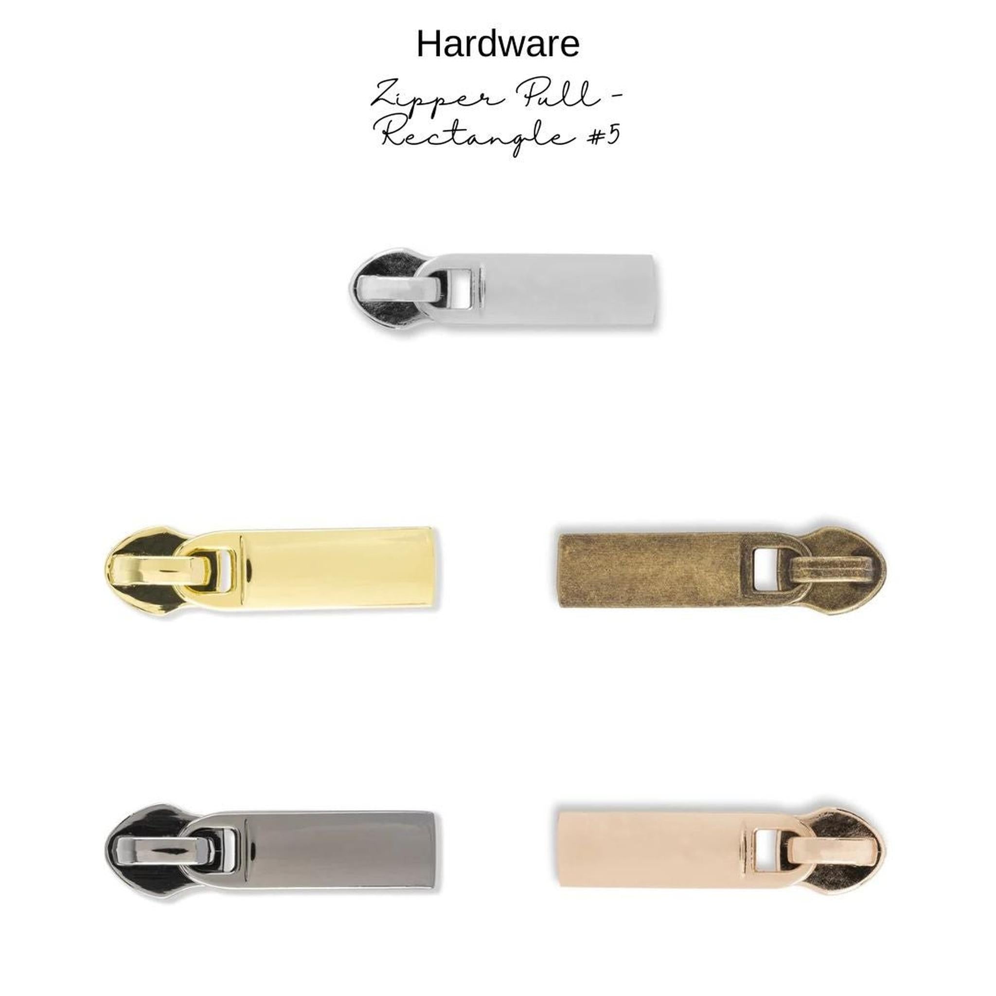 Hardware: Zipper Pull - Rectangle #5 | Multiple Finishes