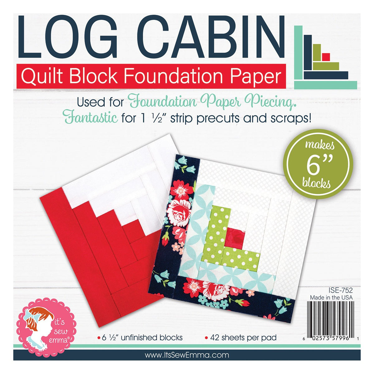 Log Cabin Foundation Paper Piecing Pad - 6" Finished Block Size