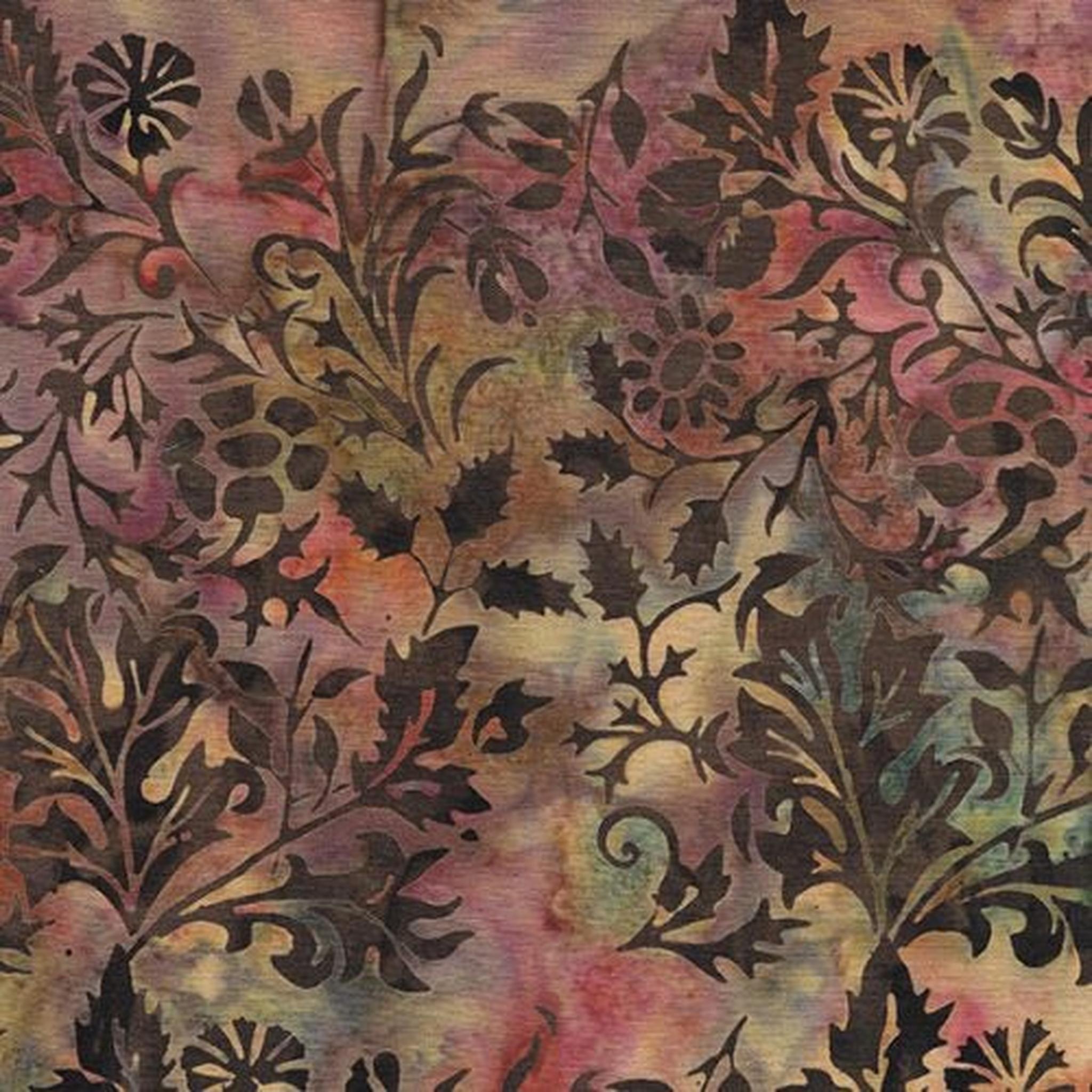 Island Batik - Mixed Floral-Multi Red Teal Gold