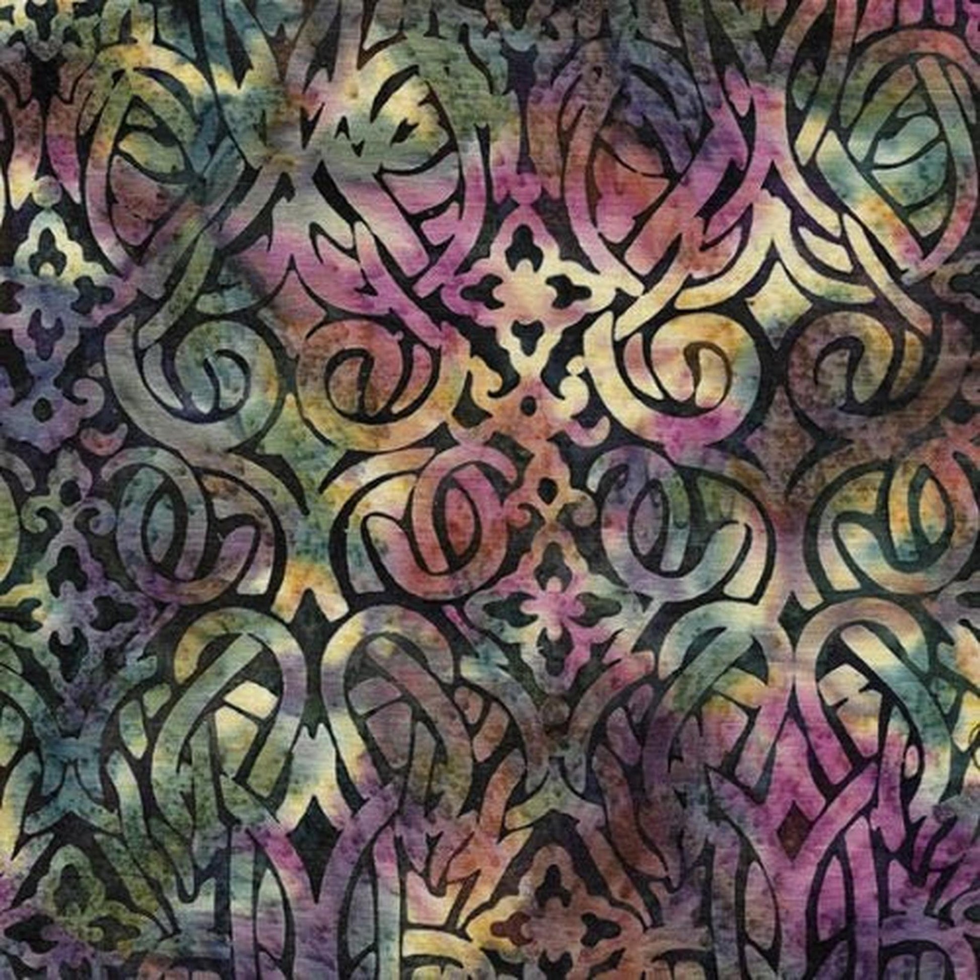 Island Batik - Omate Scroll-Multi Purple Green Concord