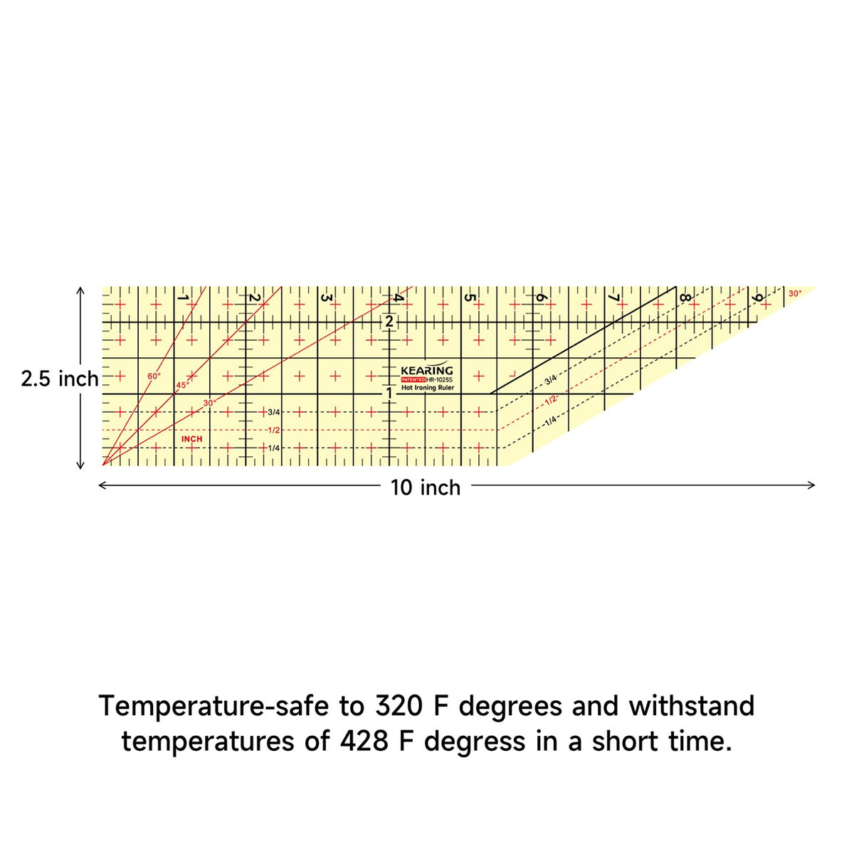 Kearing 30° Angled Hot Ironing Ruler (10in x 2.5in)
